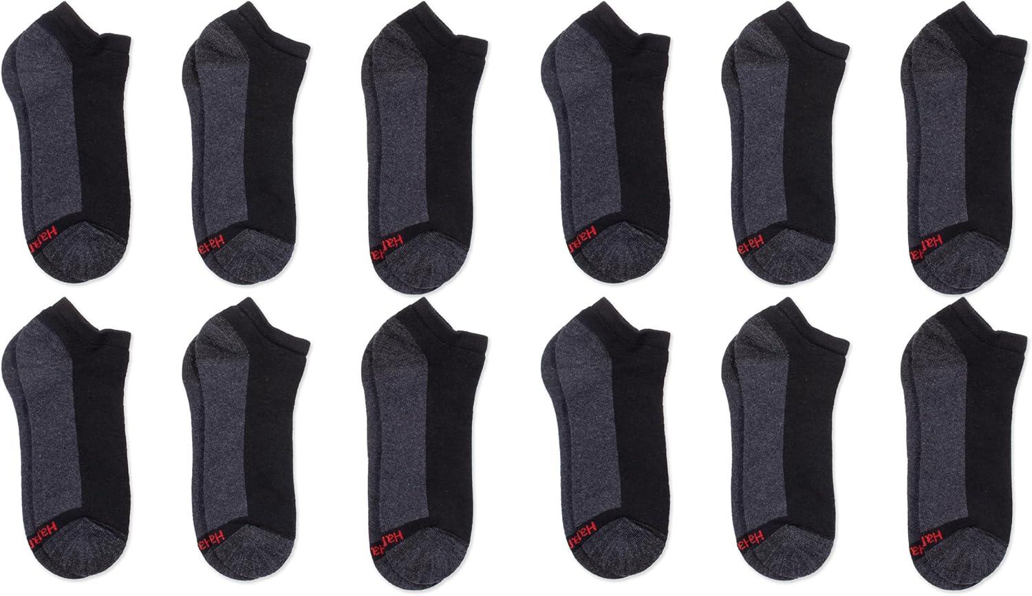 imageHanes mens Low Cut Socks Max Cushion Black ampamp White 6 and 8 PacksBlack 12 Pair Pack