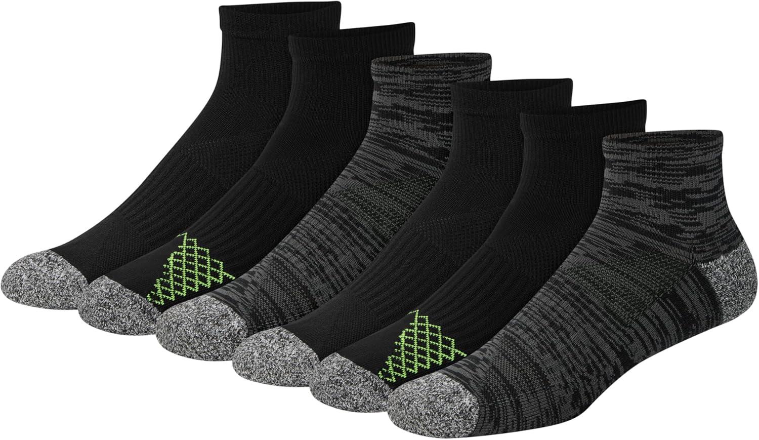 imageHanes mens Moves Performance Socks Moisturewicking Ankle ampamp Lowcut Socks Breathable Mesh Panels 6packBlack Assortment