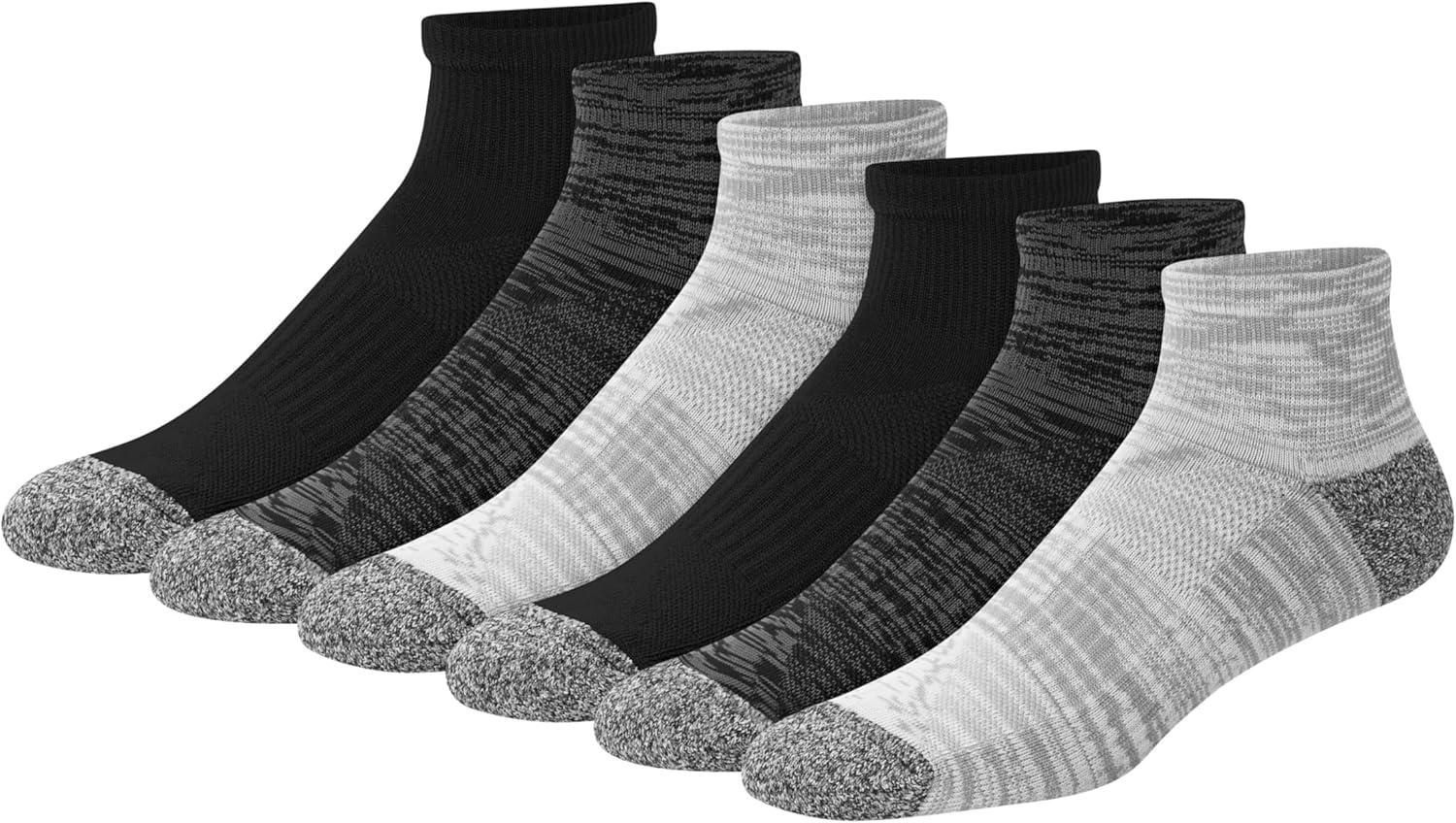 imageHanes mens Moves Performance Socks Moisturewicking Ankle ampamp Lowcut Socks Breathable Mesh Panels 6packBlack AssortmentBlack
