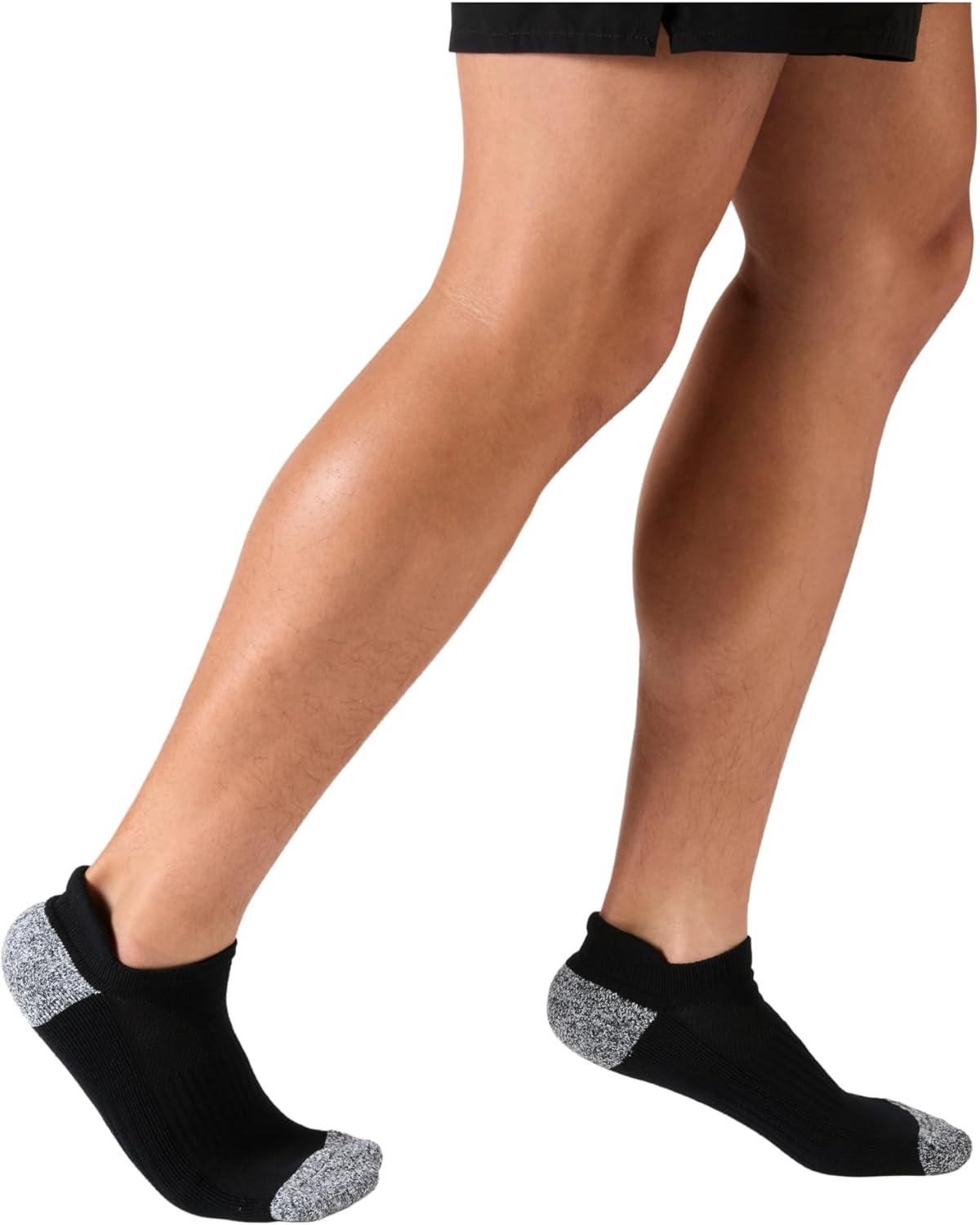 imageHanes mens Moves Performance Socks Moisturewicking Ankle ampamp Lowcut Socks Breathable Mesh Panels 6packBlackGreyWhite