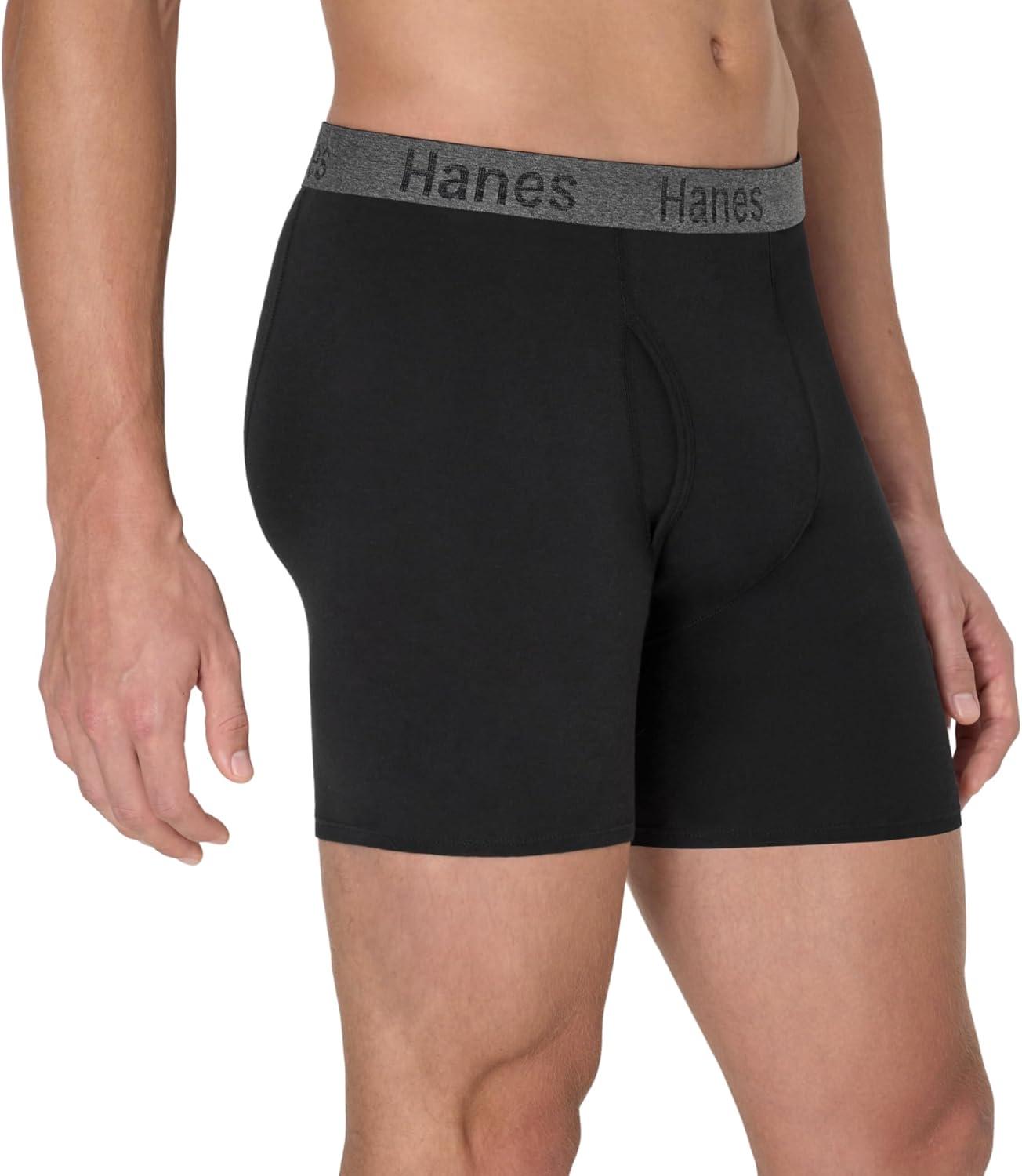 imageHanes mens Stay Dry Pouch Boxer Briefs Performance Stretch Boxer Brief With Leak Protection 3packBlack Grey Blue