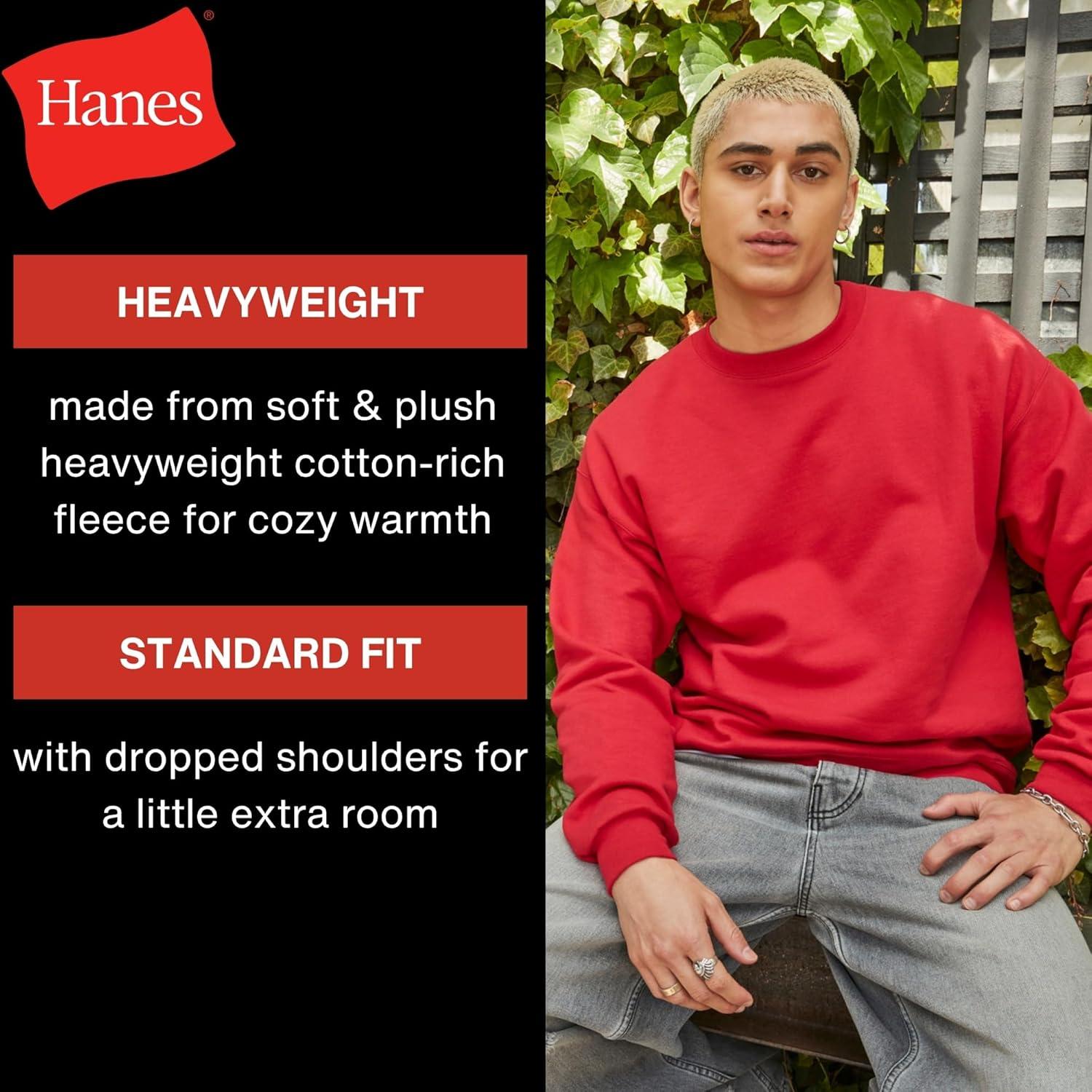 imageHanes mens Ultimate Sweatshirt Heavyweight Fleece Sweatshirt Crewneck Pullover for MenBlack