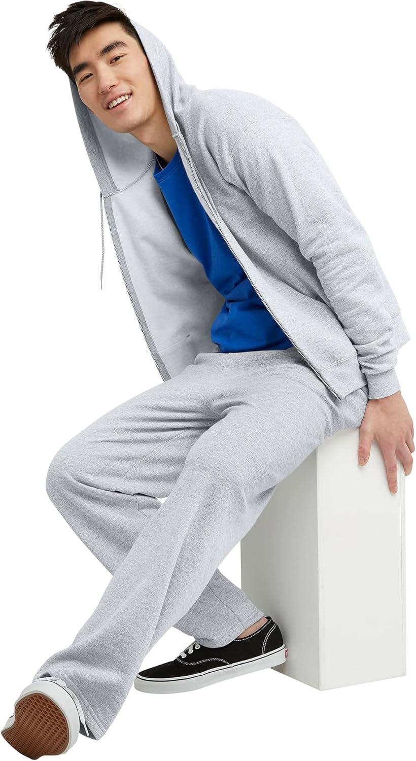 imageHanes mens Zipup Hoodie Ecosmart Fleece Fullzip Hoodie for Men Hooded SweatshirtAsh