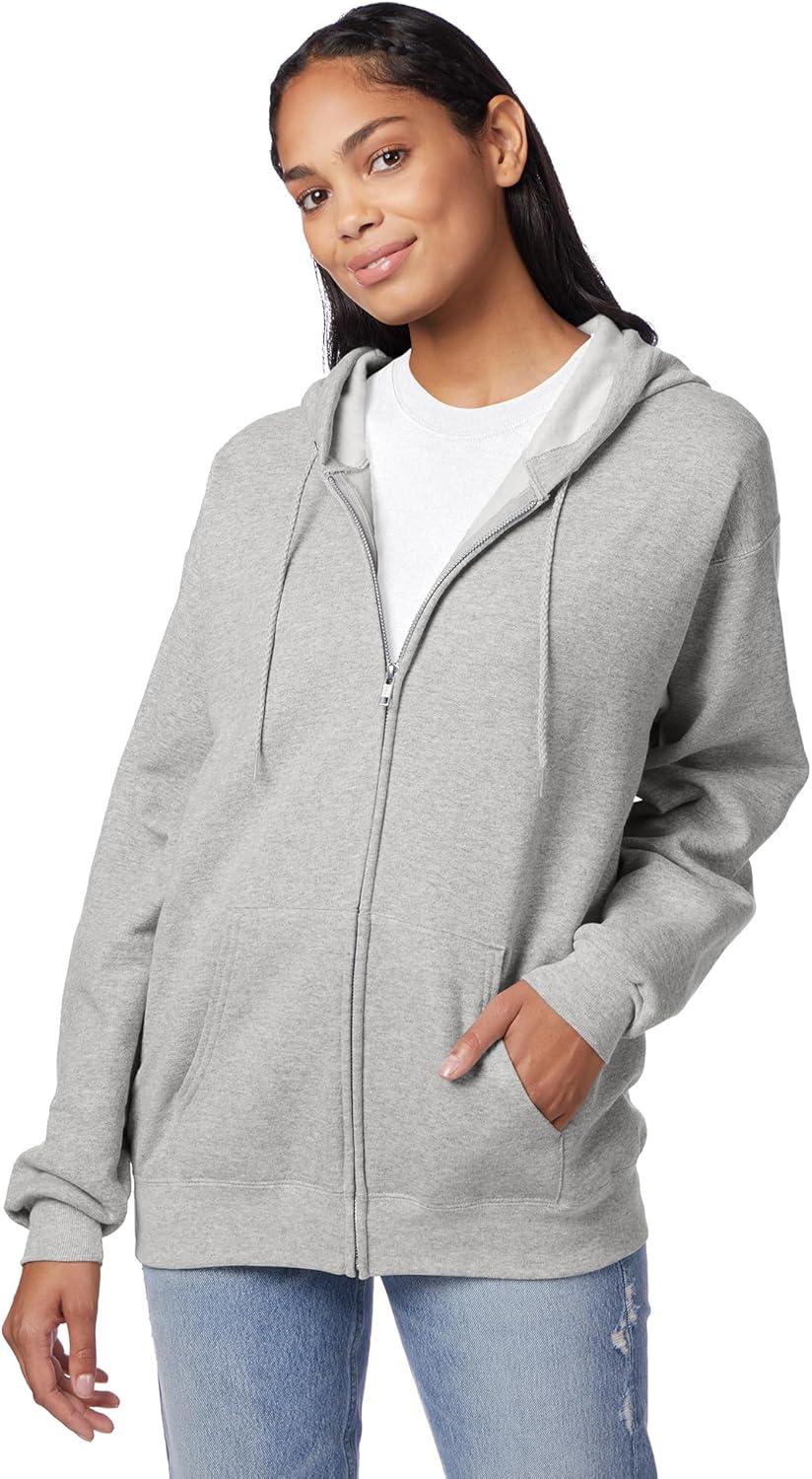 imageHanes mens Zipup Hoodie Ecosmart Fleece Fullzip Hoodie for Men Hooded SweatshirtAsh