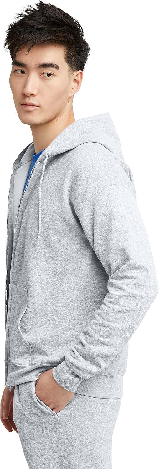 imageHanes mens Zipup Hoodie Ecosmart Fleece Fullzip Hoodie for Men Hooded SweatshirtAsh