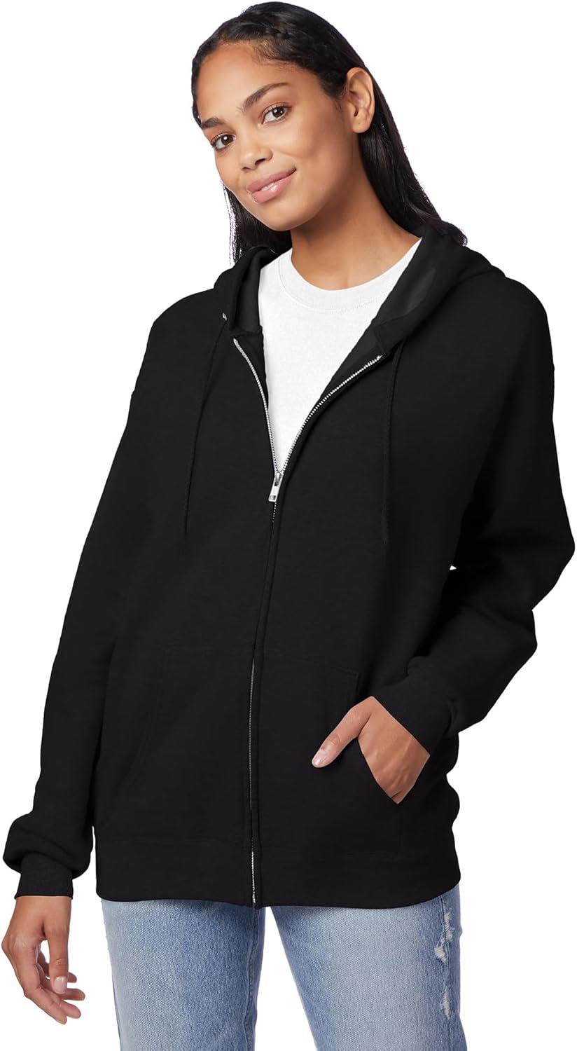 imageHanes mens Zipup Hoodie Ecosmart Fleece Fullzip Hoodie for Men Hooded SweatshirtBlack