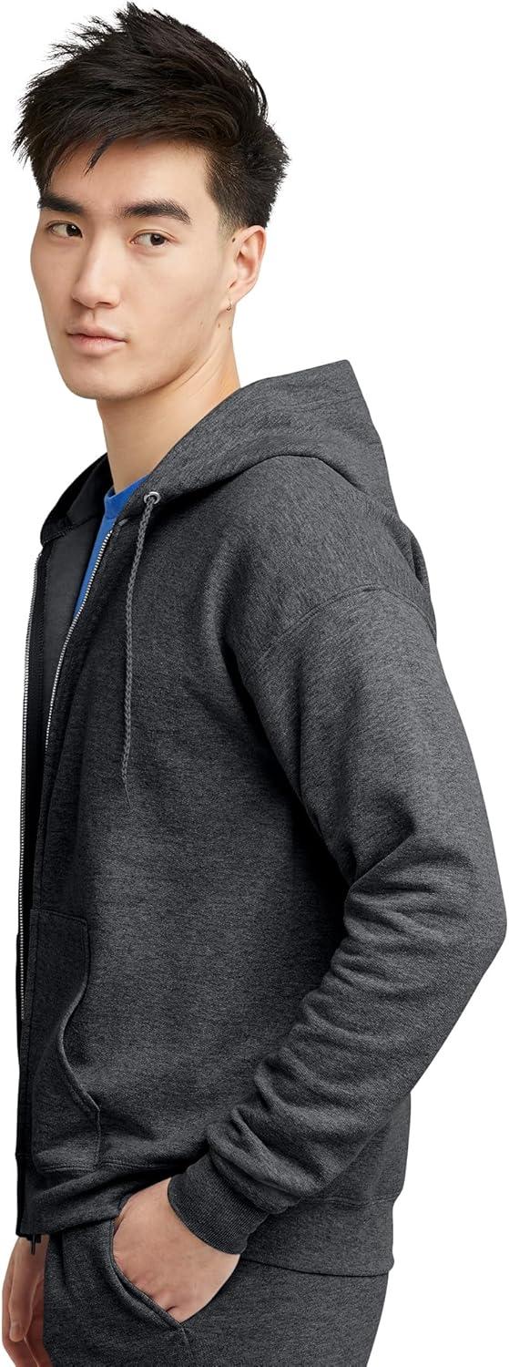 imageHanes mens Zipup Hoodie Ecosmart Fleece Fullzip Hoodie for Men Hooded SweatshirtCharcoal Heather