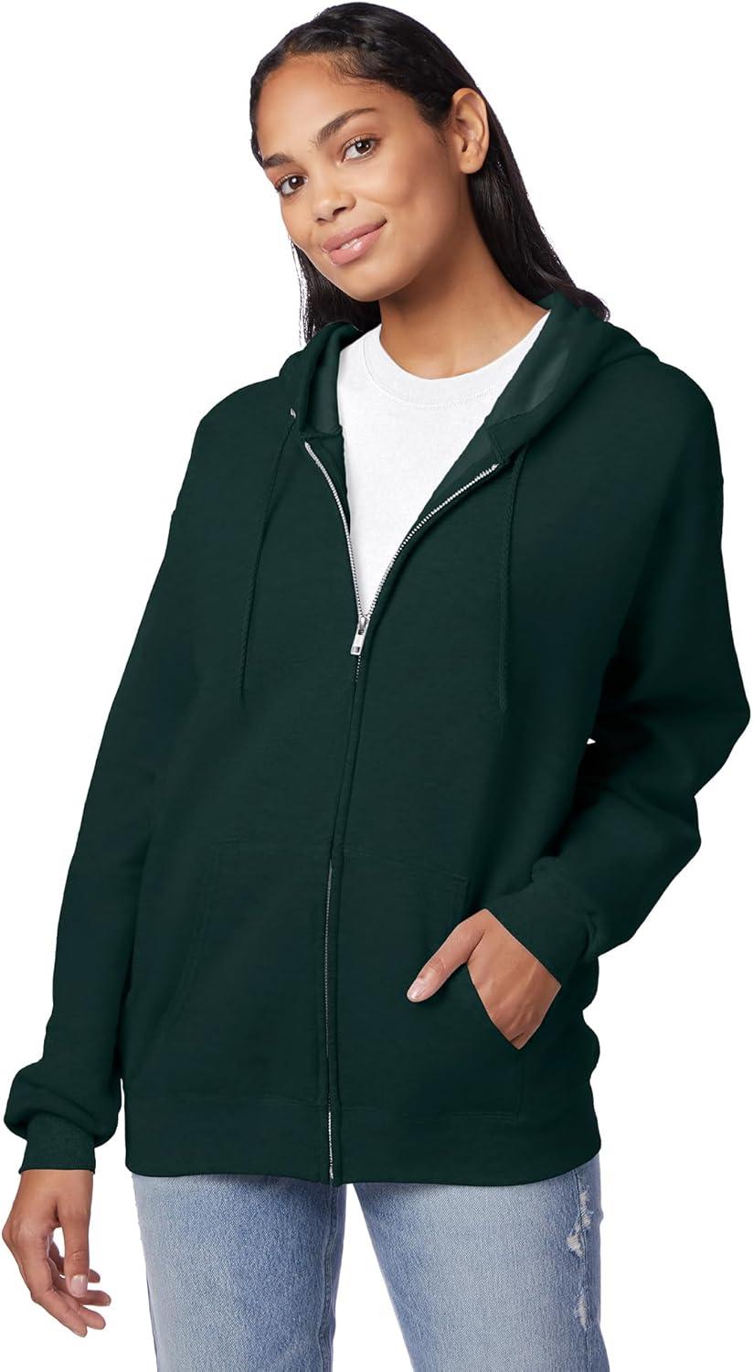 imageHanes mens Zipup Hoodie Ecosmart Fleece Fullzip Hoodie for Men Hooded SweatshirtDeep Forest