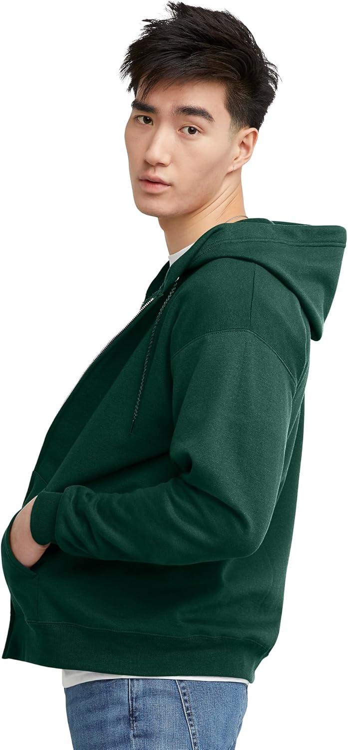 imageHanes mens Zipup Hoodie Ecosmart Fleece Fullzip Hoodie for Men Hooded SweatshirtDeep Forest