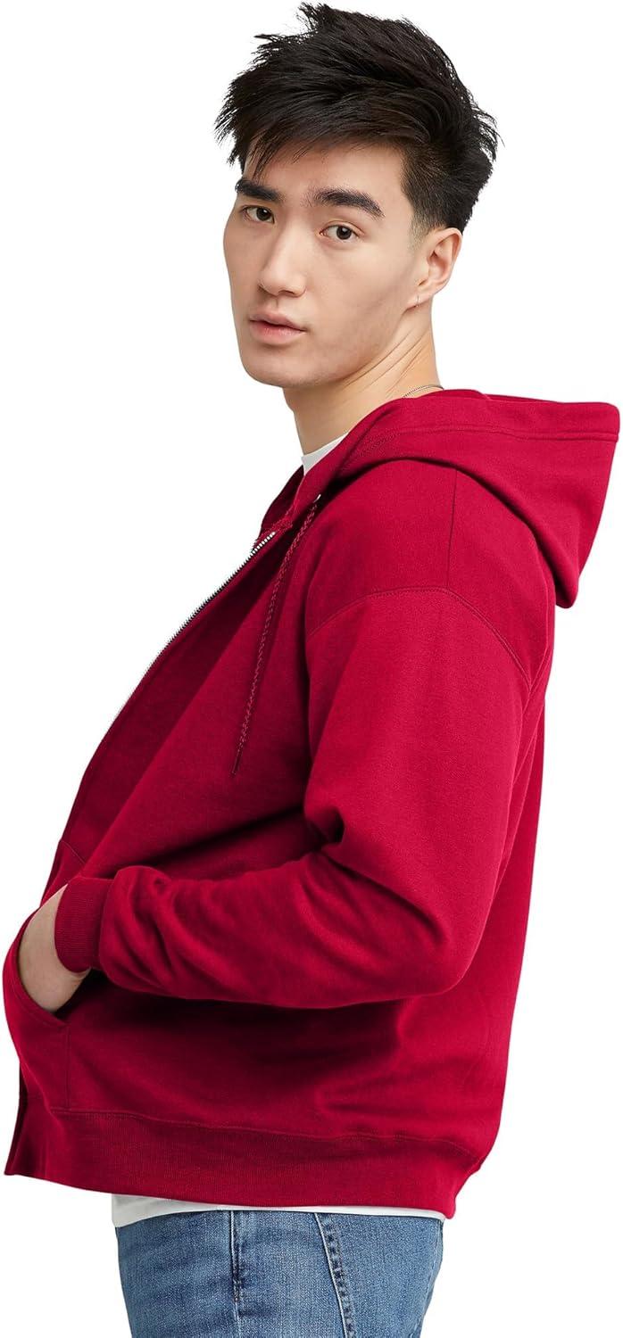 imageHanes mens Zipup Hoodie Ecosmart Fleece Fullzip Hoodie for Men Hooded SweatshirtDeep Red
