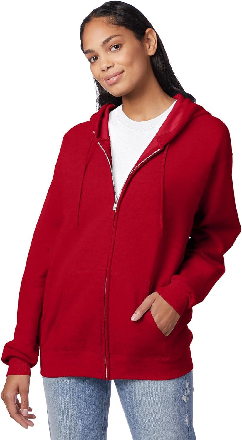 imageHanes mens Zipup Hoodie Ecosmart Fleece Fullzip Hoodie for Men Hooded SweatshirtDeep Red