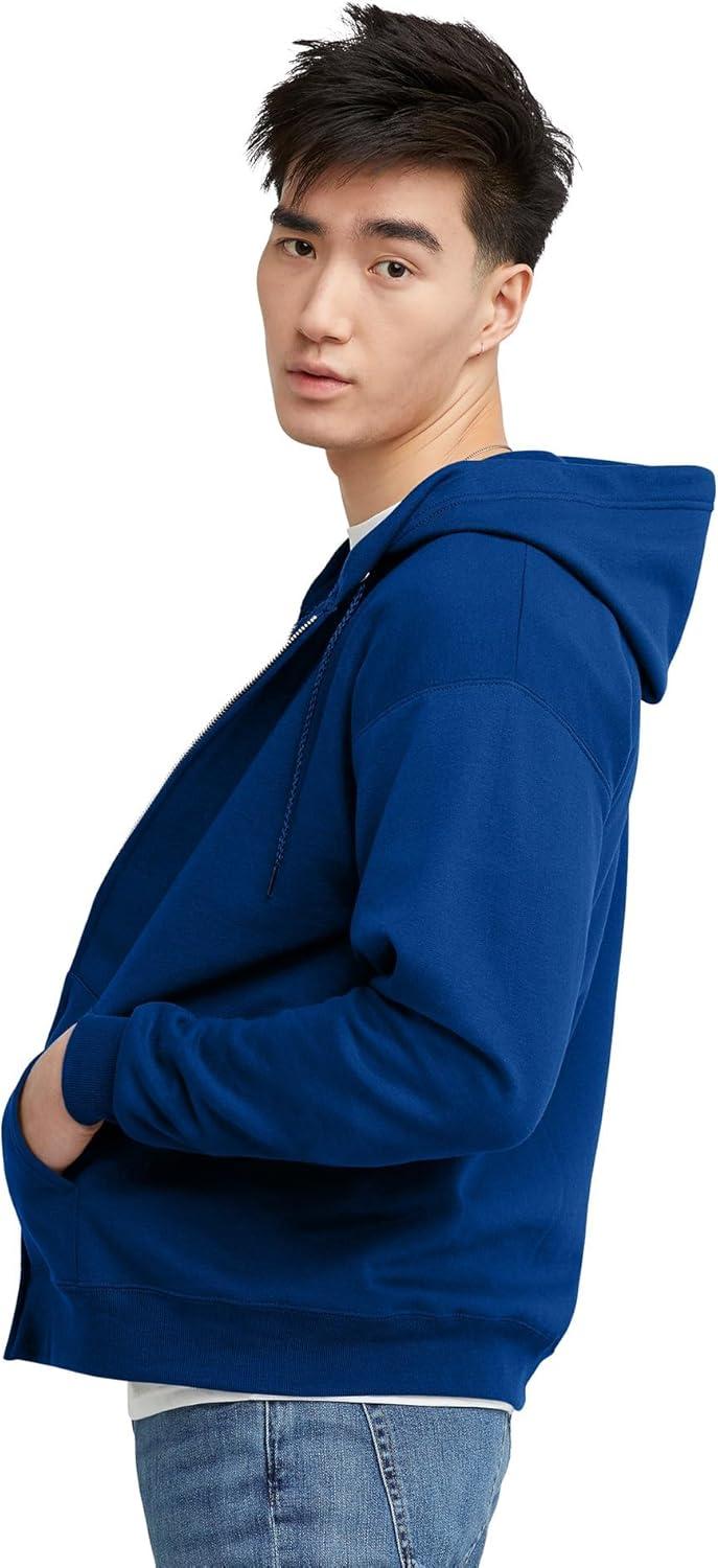 imageHanes mens Zipup Hoodie Ecosmart Fleece Fullzip Hoodie for Men Hooded SweatshirtDeep Royal