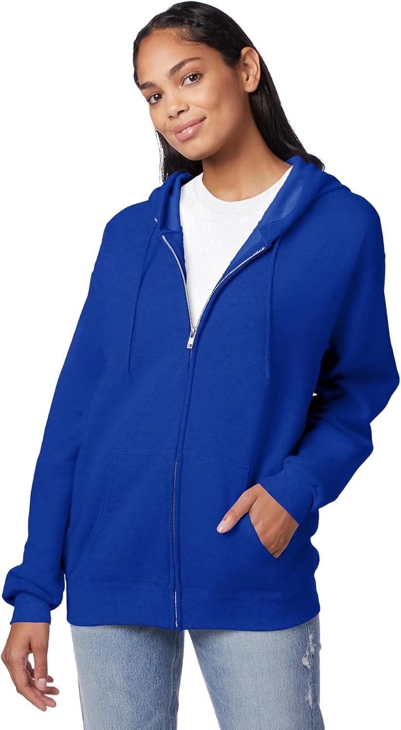 imageHanes mens Zipup Hoodie Ecosmart Fleece Fullzip Hoodie for Men Hooded SweatshirtDeep Royal