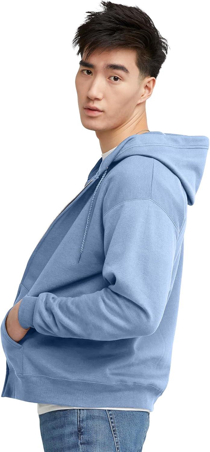 imageHanes mens Zipup Hoodie Ecosmart Fleece Fullzip Hoodie for Men Hooded SweatshirtLight Blue