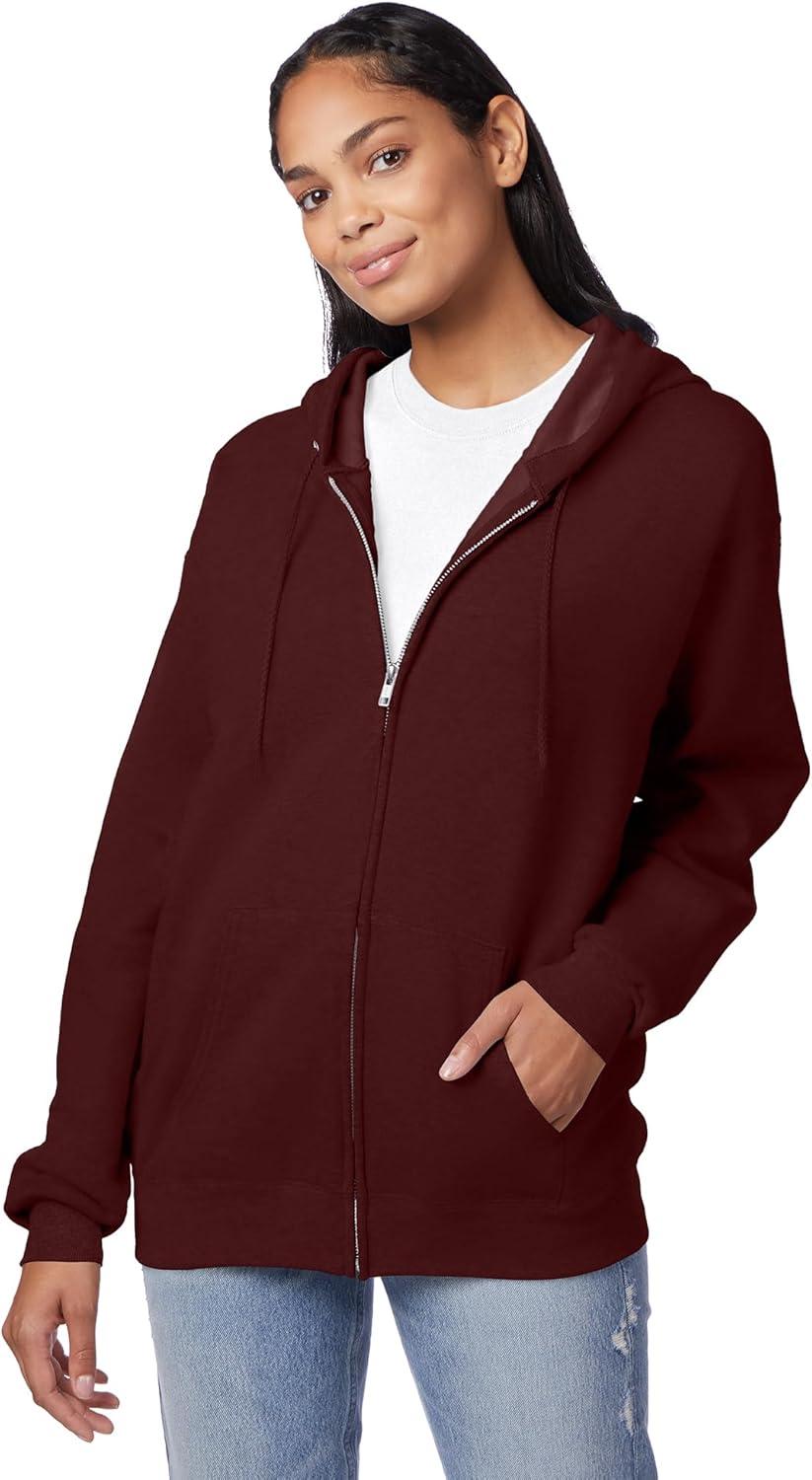 imageHanes mens Zipup Hoodie Ecosmart Fleece Fullzip Hoodie for Men Hooded SweatshirtMaroon
