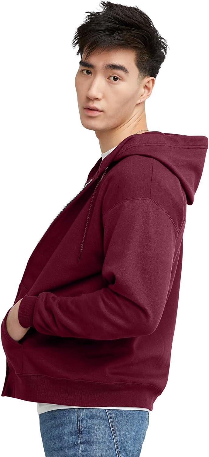imageHanes mens Zipup Hoodie Ecosmart Fleece Fullzip Hoodie for Men Hooded SweatshirtMaroon