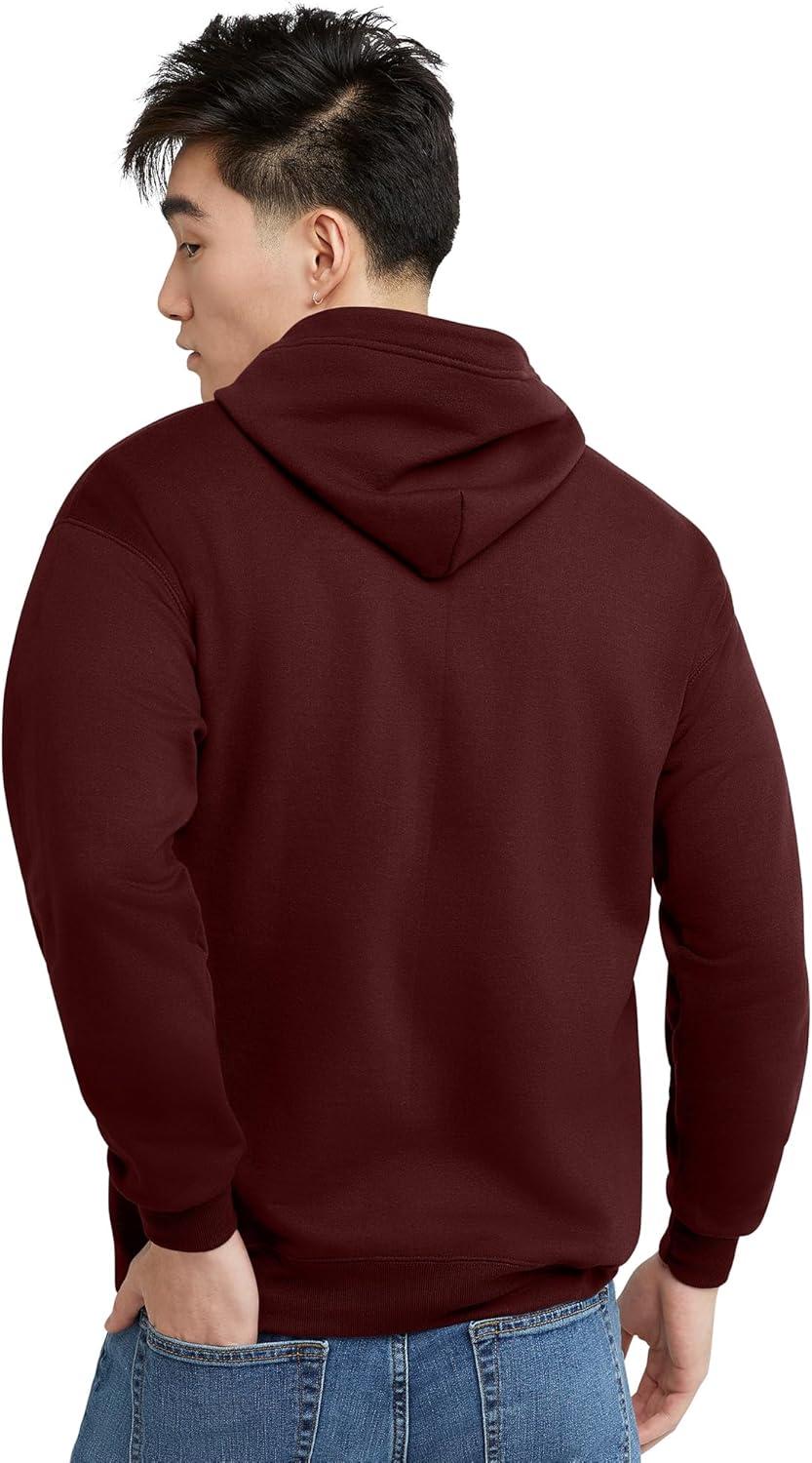 imageHanes mens Zipup Hoodie Ecosmart Fleece Fullzip Hoodie for Men Hooded SweatshirtMulled Berry