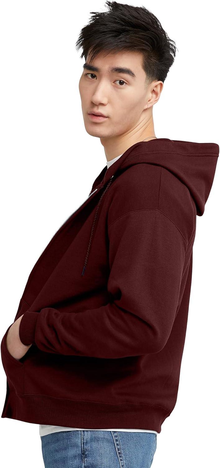 imageHanes mens Zipup Hoodie Ecosmart Fleece Fullzip Hoodie for Men Hooded SweatshirtMulled Berry