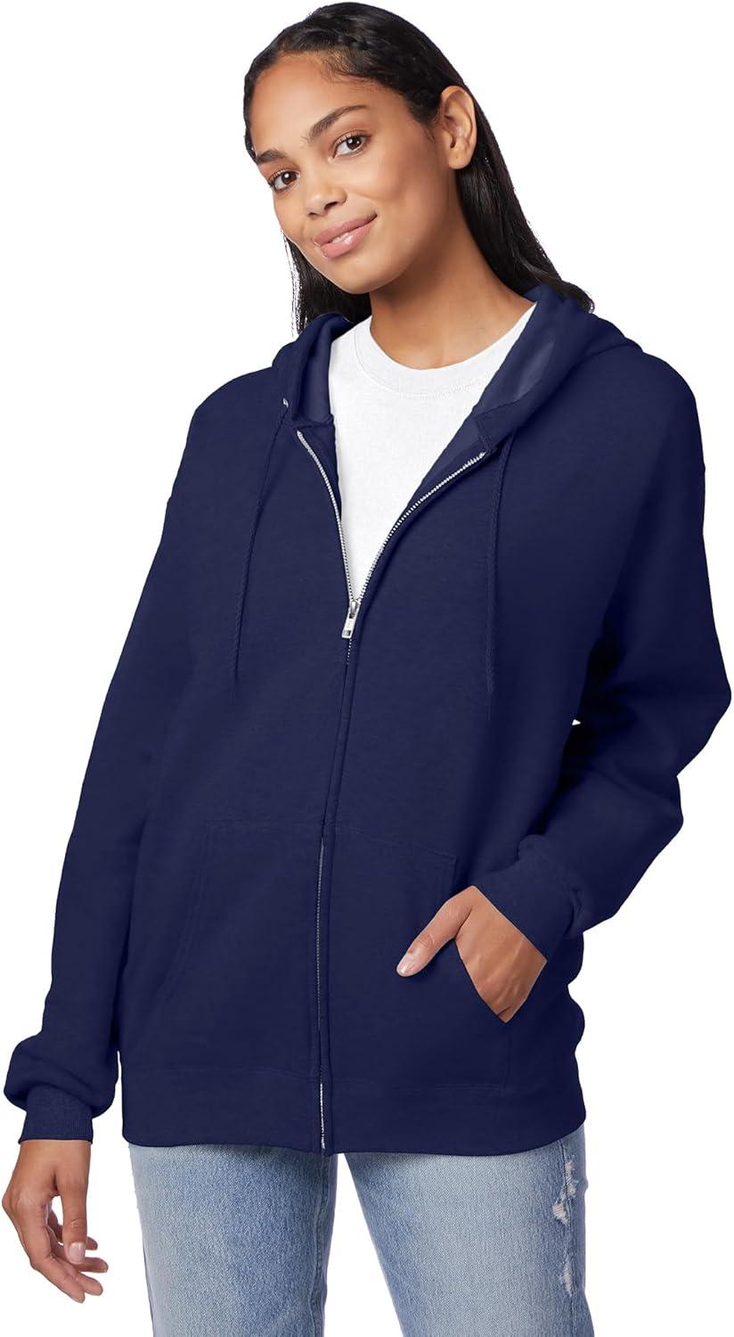 imageHanes mens Zipup Hoodie Ecosmart Fleece Fullzip Hoodie for Men Hooded SweatshirtNavy