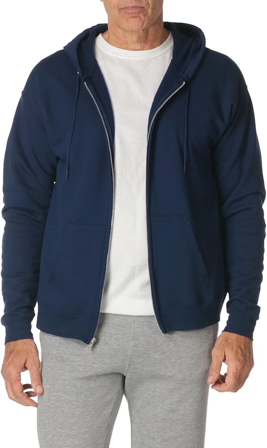 imageHanes mens Zipup Hoodie Ecosmart Fleece Fullzip Hoodie for Men Hooded SweatshirtNavy