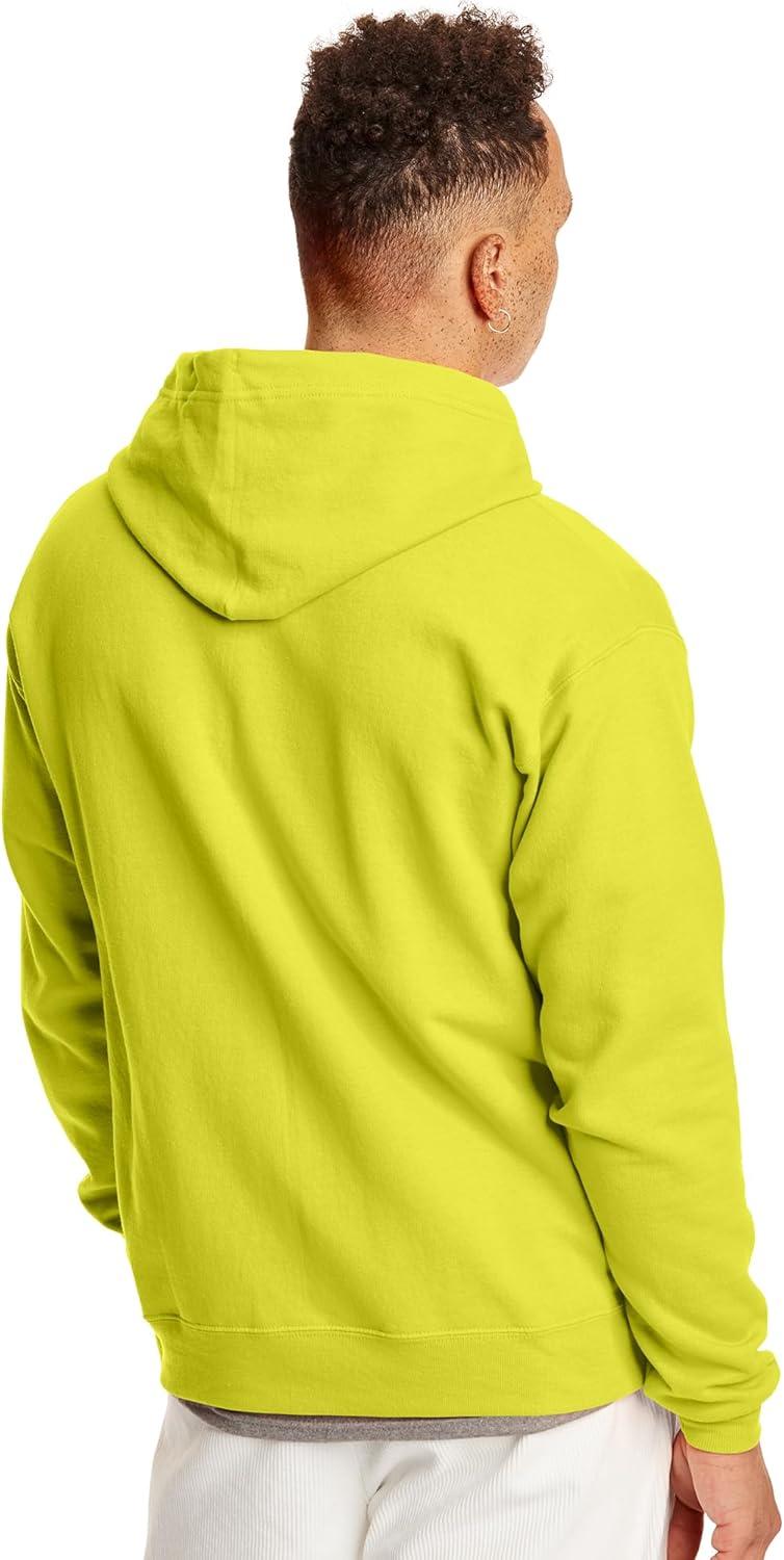 imageHanes mens Zipup Hoodie Ecosmart Fleece Fullzip Hoodie for Men Hooded SweatshirtSafety Green