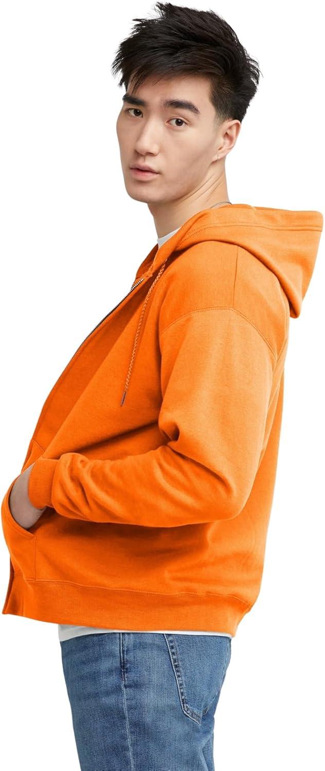 imageHanes mens Zipup Hoodie Ecosmart Fleece Fullzip Hoodie for Men Hooded SweatshirtSafety Orange