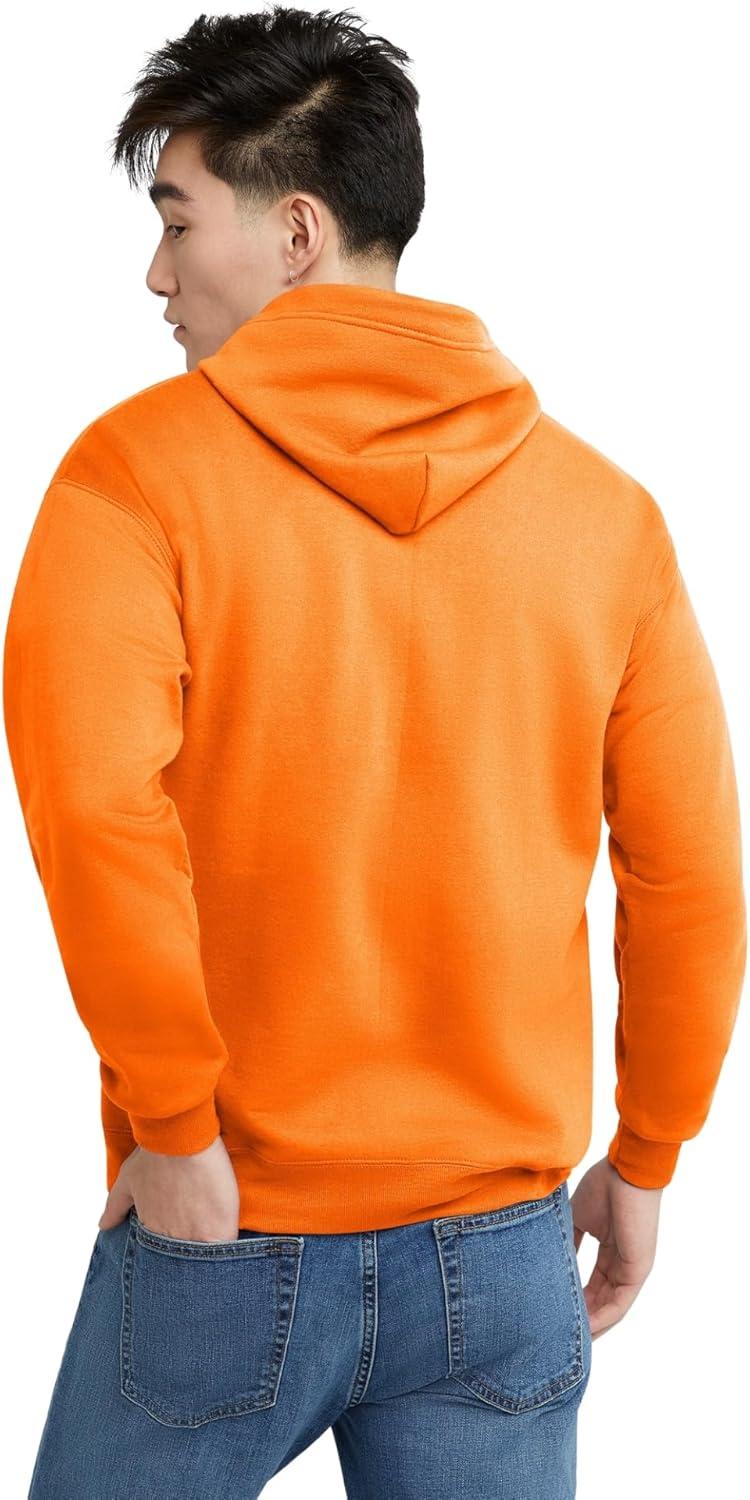 imageHanes mens Zipup Hoodie Ecosmart Fleece Fullzip Hoodie for Men Hooded SweatshirtSafety Orange