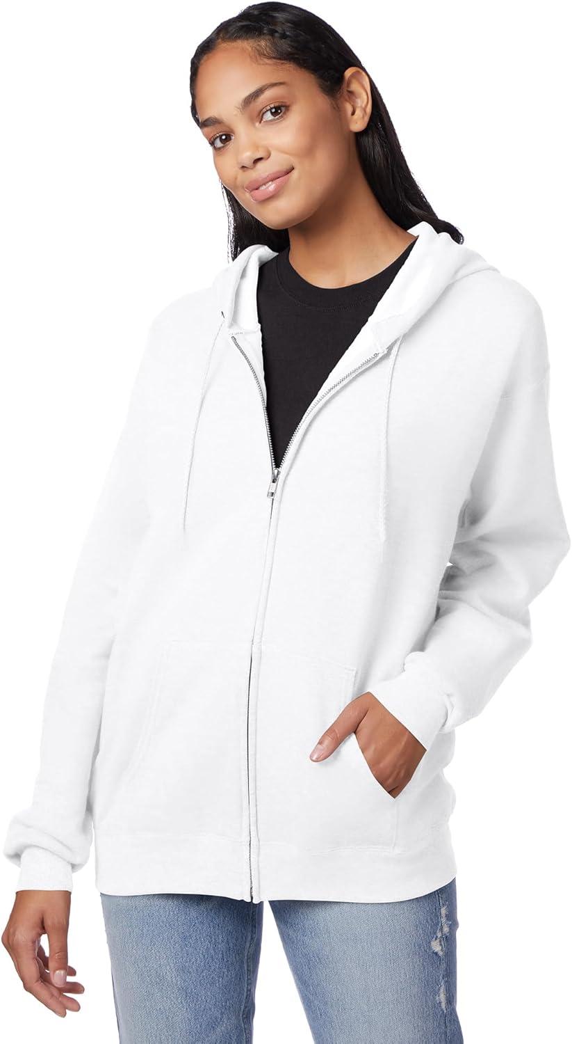 imageHanes mens Zipup Hoodie Ecosmart Fleece Fullzip Hoodie for Men Hooded SweatshirtWhite