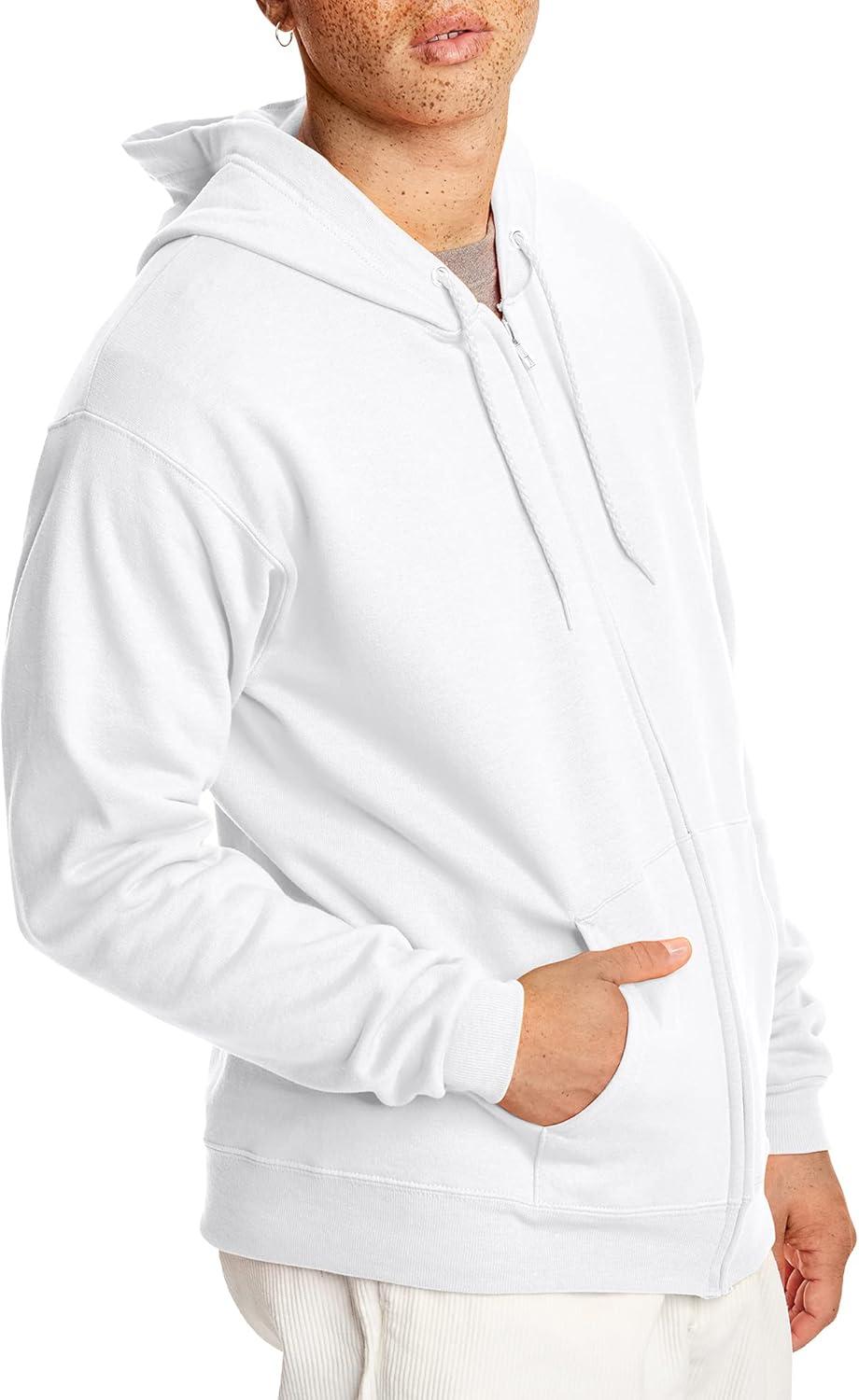 imageHanes mens Zipup Hoodie Ecosmart Fleece Fullzip Hoodie for Men Hooded SweatshirtWhite
