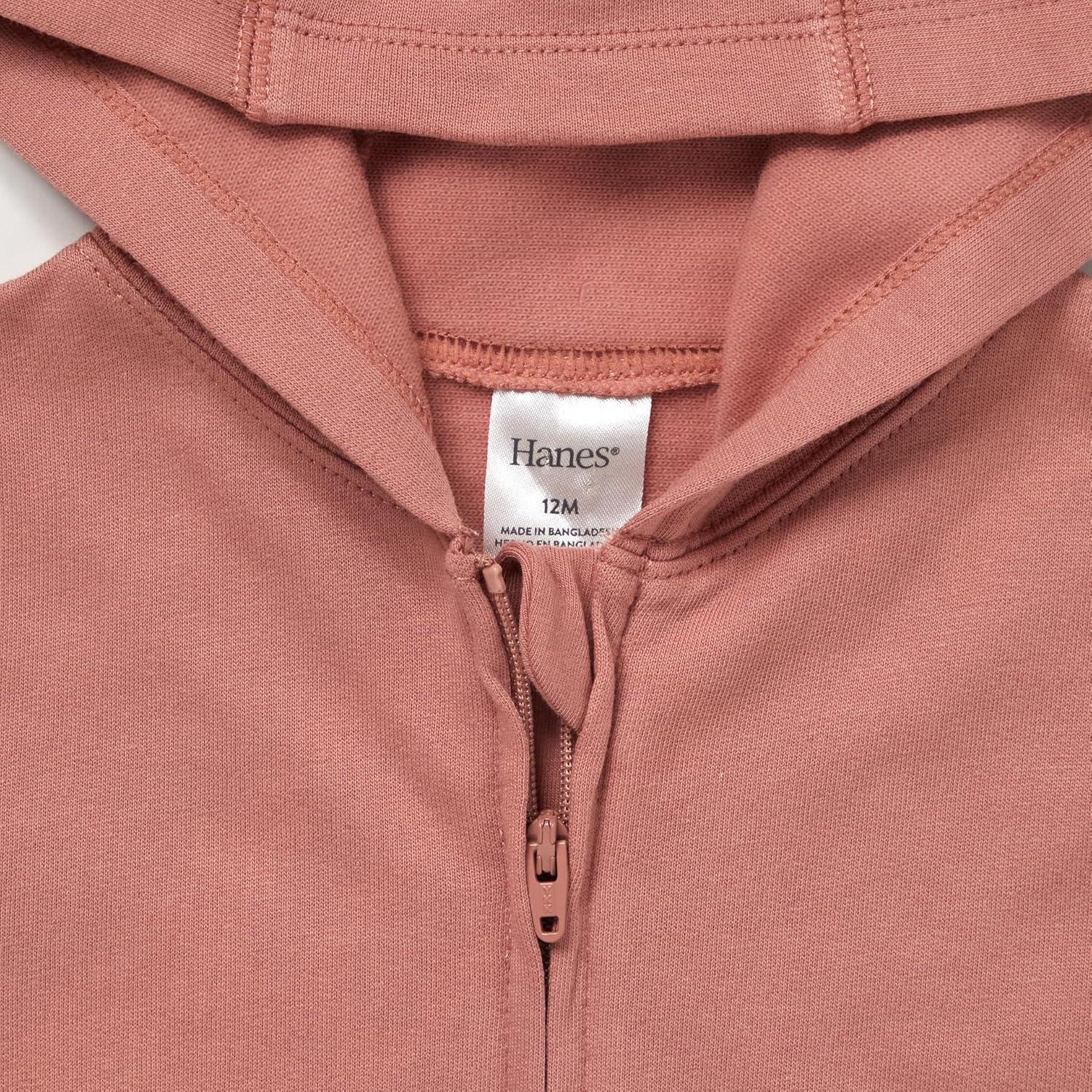 imageHanes unisexbaby Pure Comfort Organic Hoodie French Terry Fullzip Hooded Sweatshirt Infant Boys ampamp GirlsMisted Rose