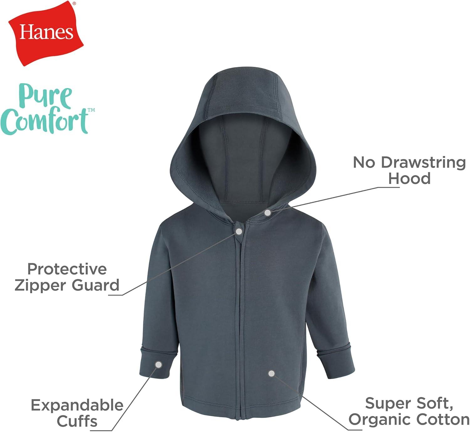 imageHanes unisexbaby Pure Comfort Organic Hoodie French Terry Fullzip Hooded Sweatshirt Infant Boys ampamp GirlsPurple