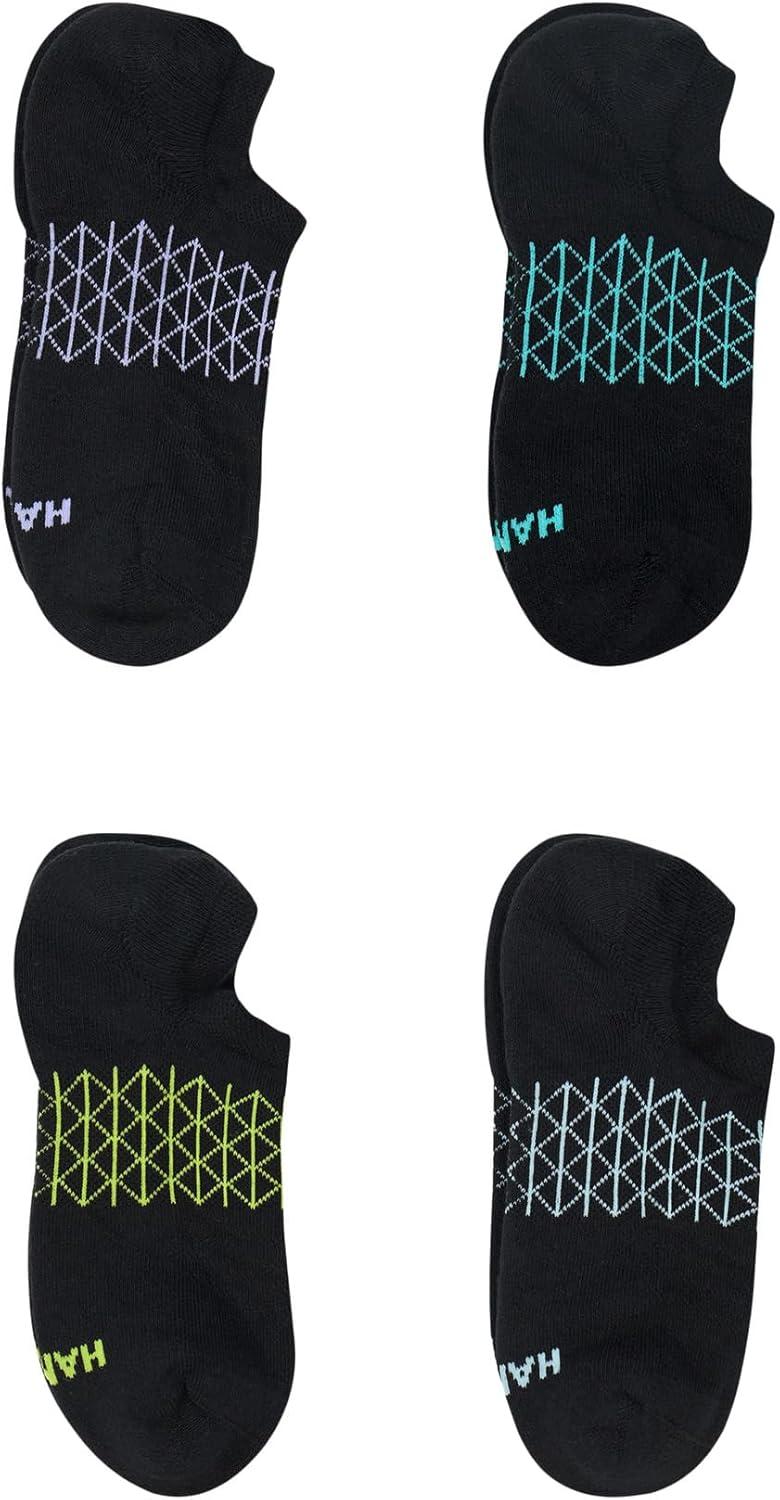 imageHanes womens Absolute Active Super No Show Socks Breathable Mesh Performance Socks Noslip Gripper 4packBlack