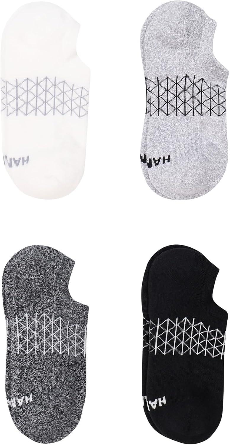 imageHanes womens Absolute Active Super No Show Socks Breathable Mesh Performance Socks Noslip Gripper 4packBlackGreyWhite