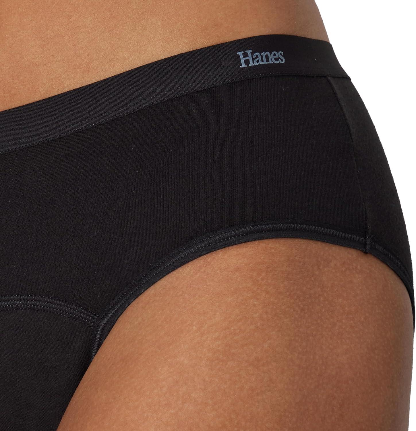 imageHanes womens Comfort Period Hipsters Super Leaks Postpartum ampamp Period Underwear 3packBlackConcrete HeatherBlack