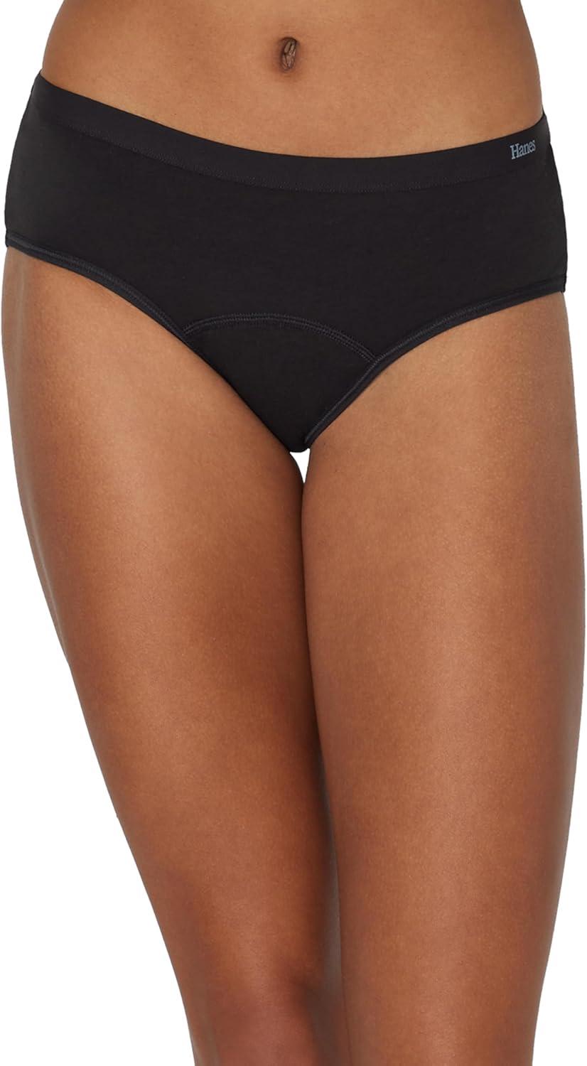 imageHanes womens Comfort Period Hipsters Super Leaks Postpartum ampamp Period Underwear 3packBlackConcrete HeatherBlack