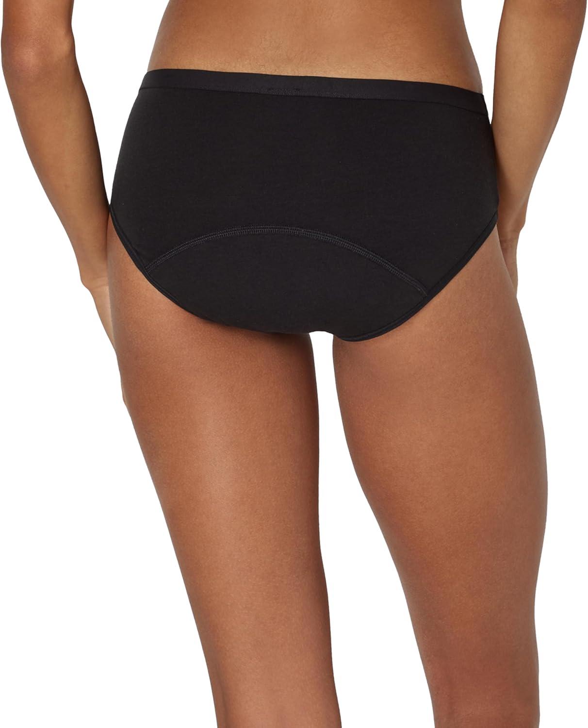 imageHanes womens Comfort Period Hipsters Super Leaks Postpartum ampamp Period Underwear 3packBlackConcrete HeatherBlack