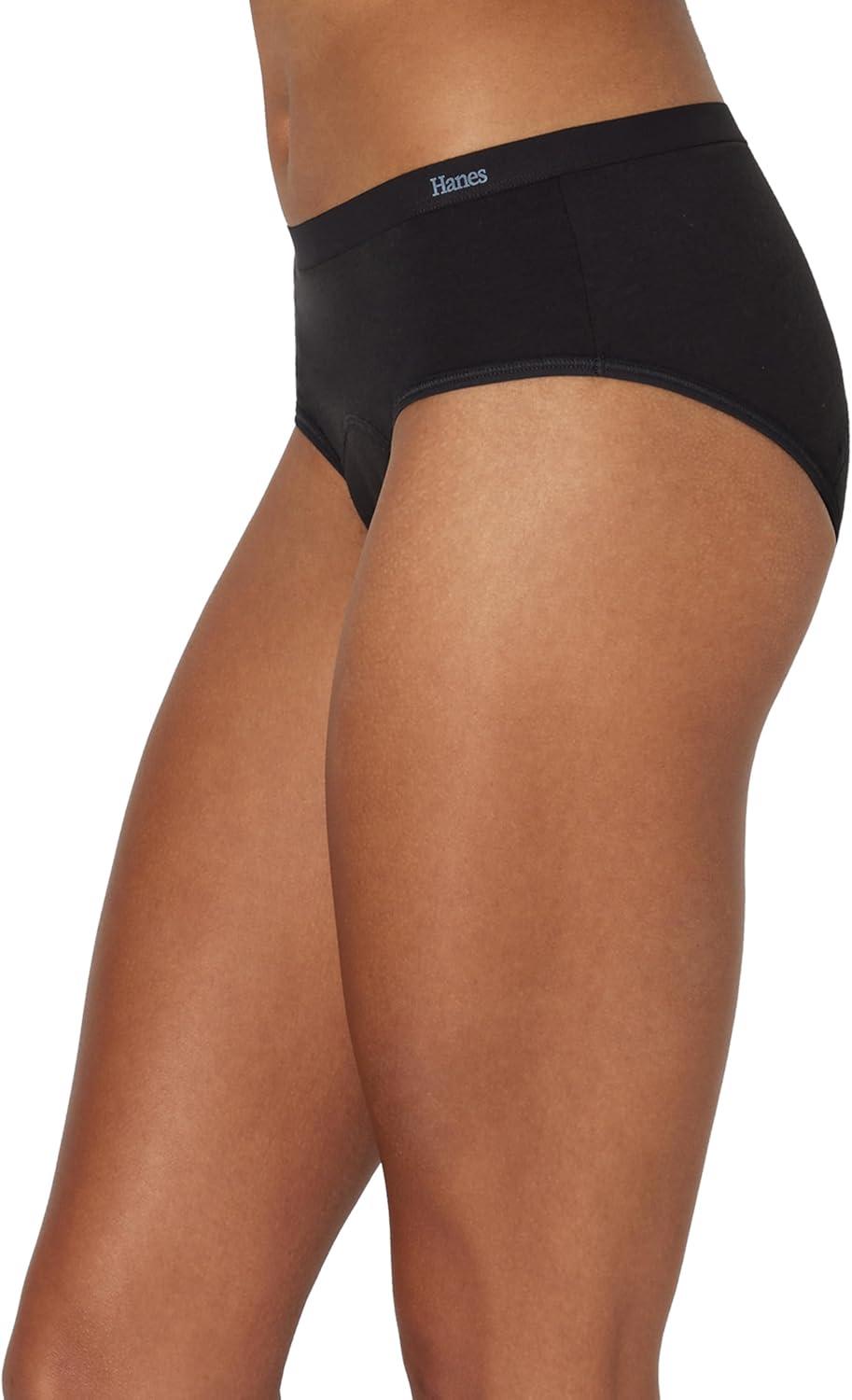 imageHanes womens Comfort Period Hipsters Super Leaks Postpartum ampamp Period Underwear 3packBlackConcrete HeatherBlack