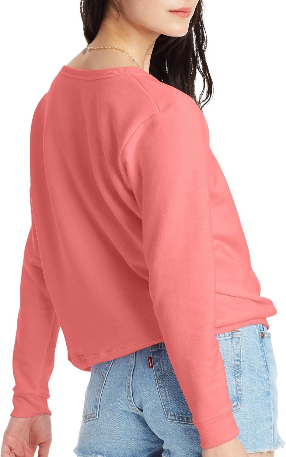 imageHanes womens Crewneck Sweatshirt Ecosmart Fleece Pullover With Vnotch Sweatshirt for WomenCharisma Coral