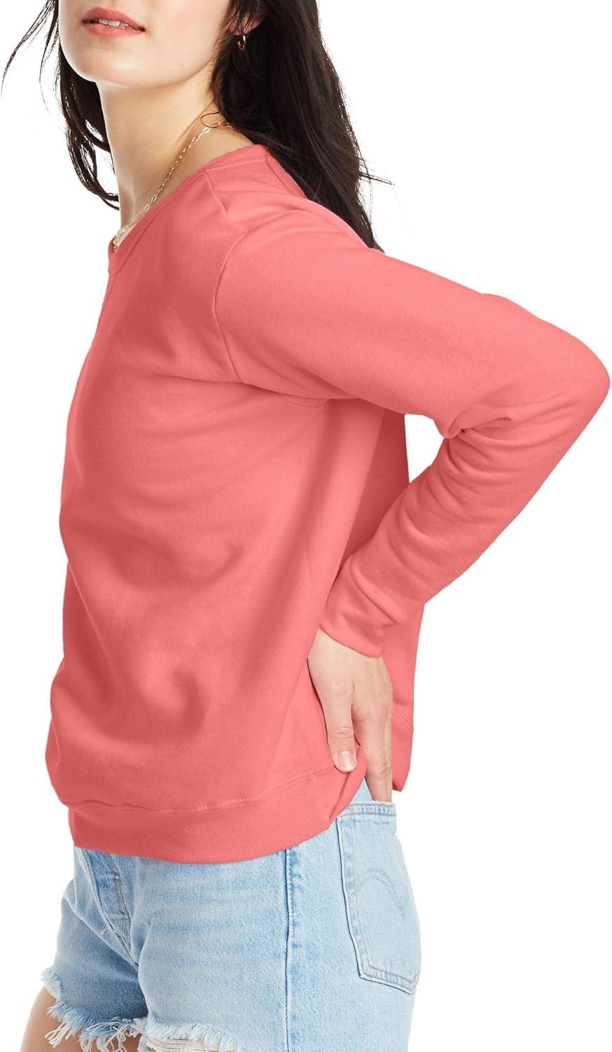 imageHanes womens Crewneck Sweatshirt Ecosmart Fleece Pullover With Vnotch Sweatshirt for WomenCharisma Coral