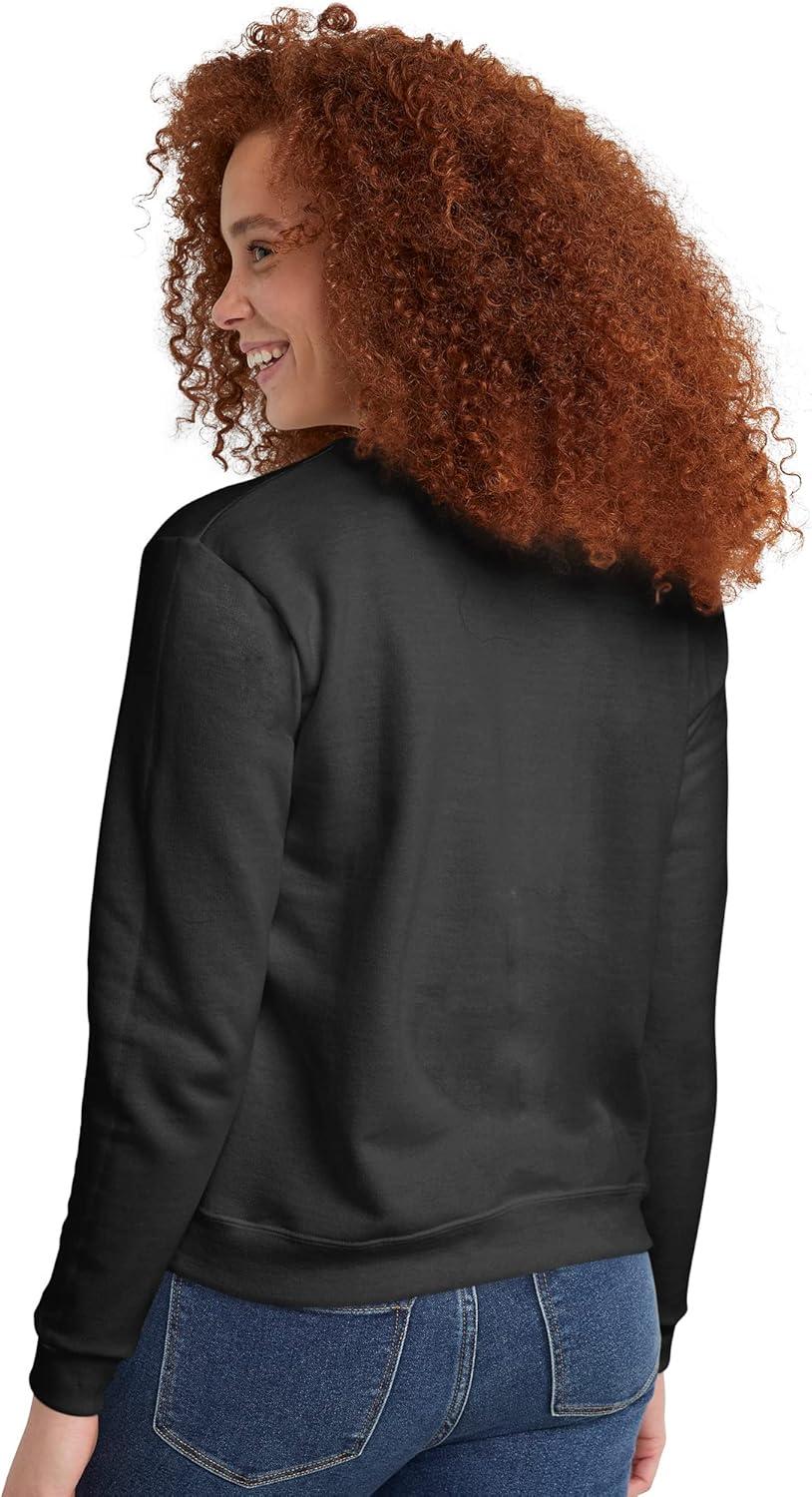 imageHanes womens Crewneck Sweatshirt Ecosmart Fleece Pullover With Vnotch Sweatshirt for WomenEbony