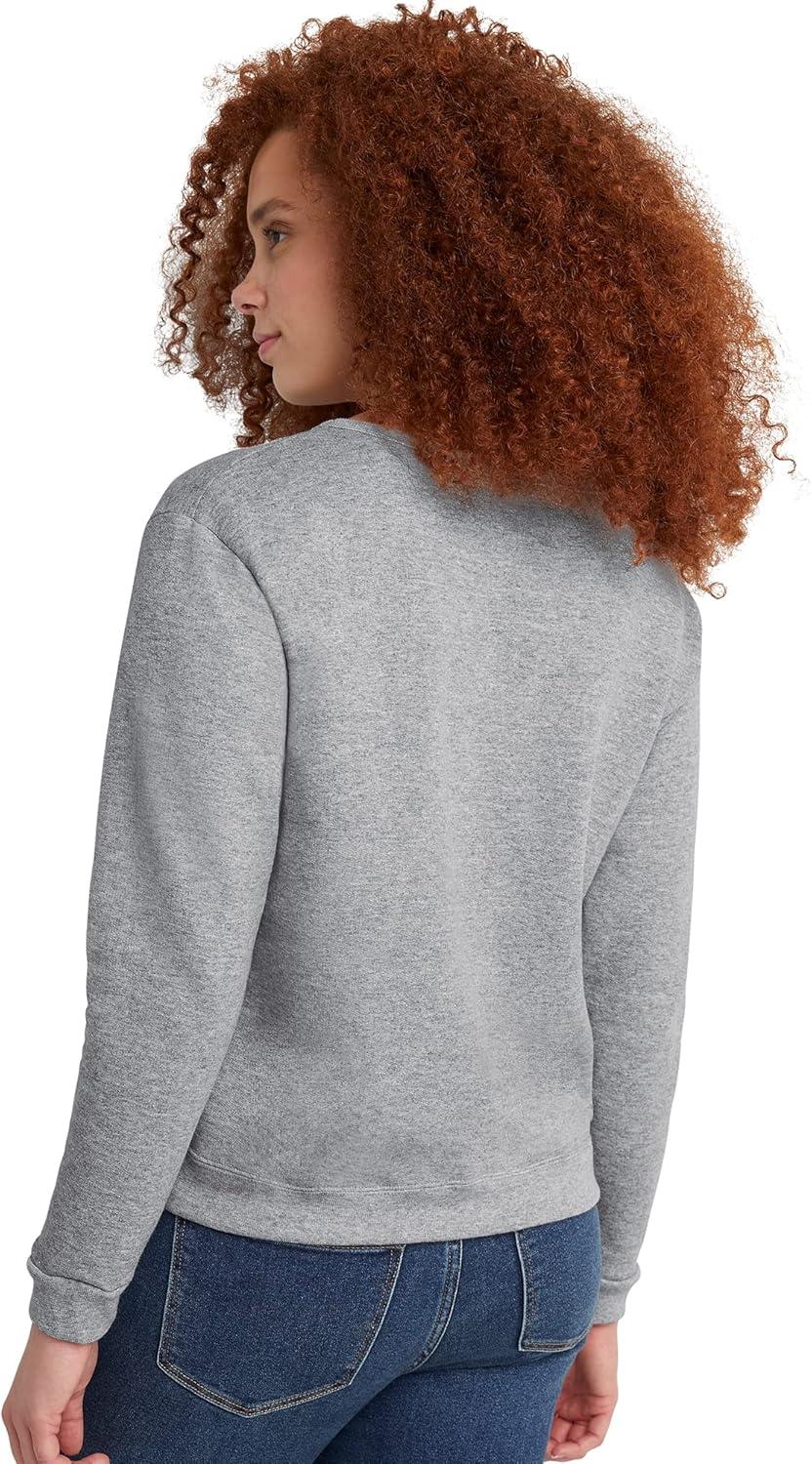 imageHanes womens Crewneck Sweatshirt Ecosmart Fleece Pullover With Vnotch Sweatshirt for WomenLight Steel