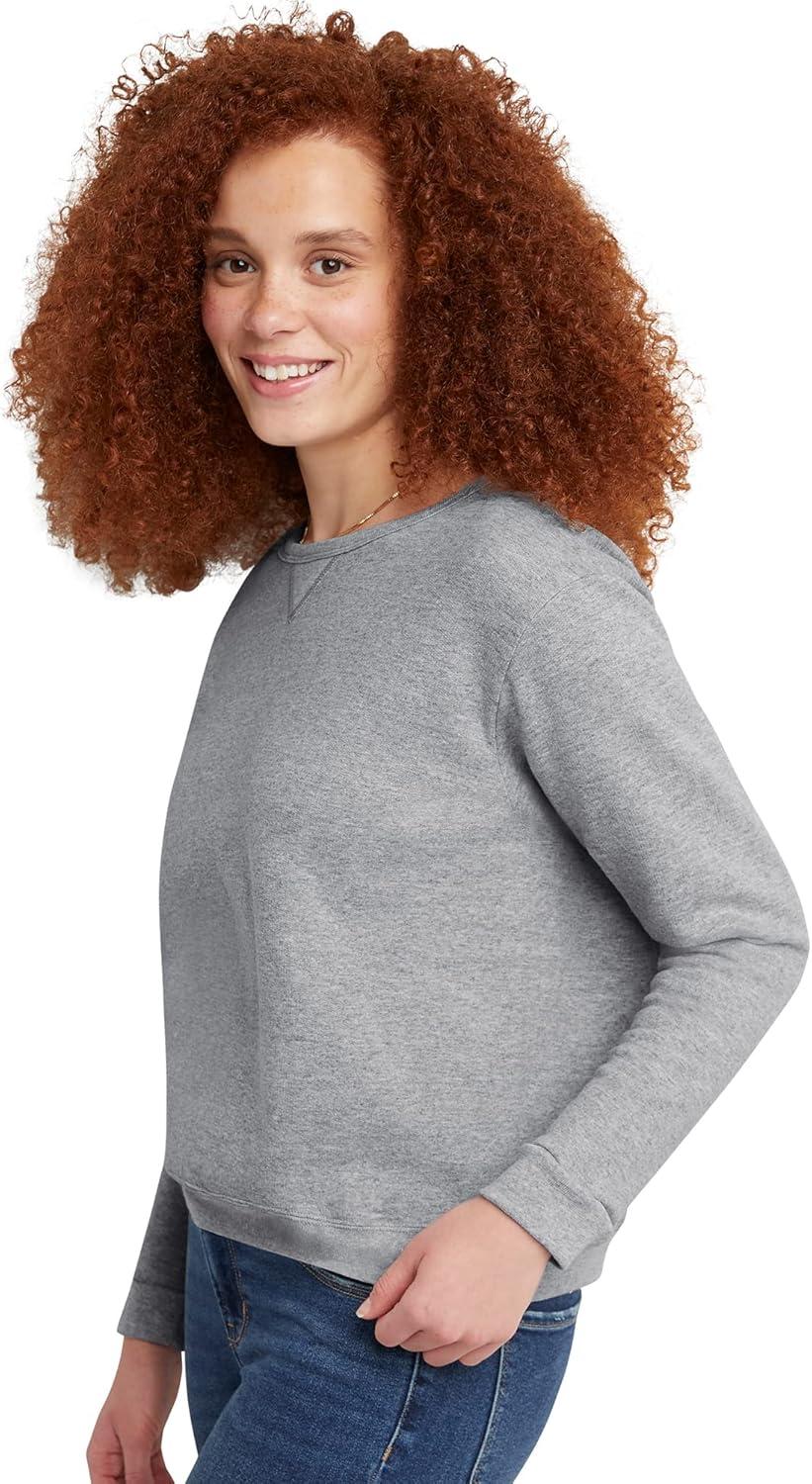 imageHanes womens Crewneck Sweatshirt Ecosmart Fleece Pullover With Vnotch Sweatshirt for WomenLight Steel