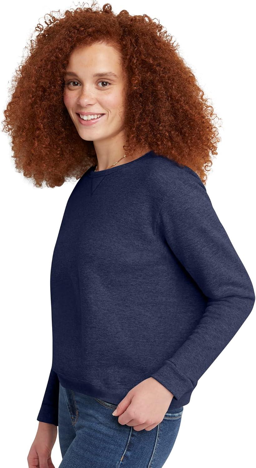 imageHanes womens Crewneck Sweatshirt Ecosmart Fleece Pullover With Vnotch Sweatshirt for WomenNavy Heather
