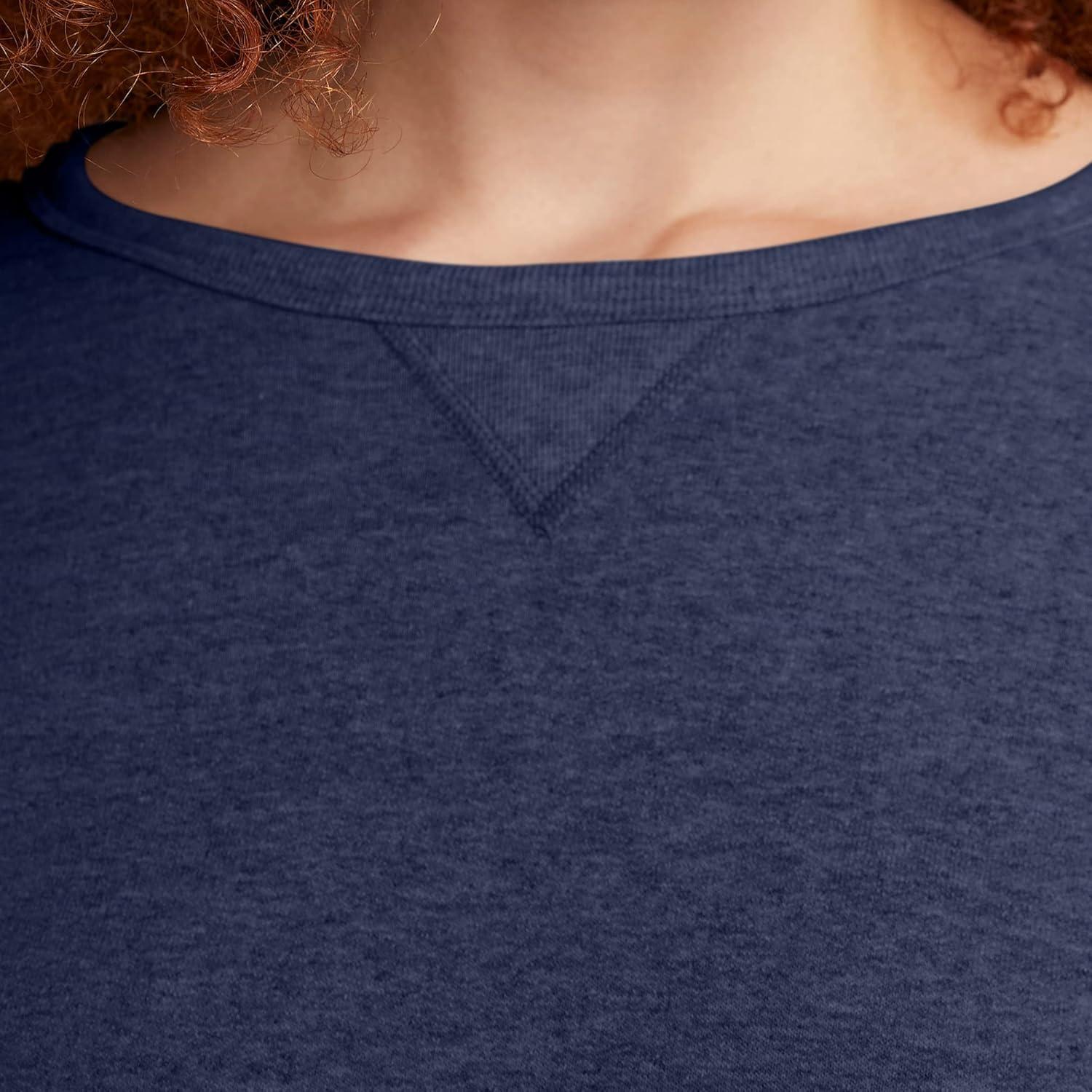 imageHanes womens Crewneck Sweatshirt Ecosmart Fleece Pullover With Vnotch Sweatshirt for WomenNavy Heather