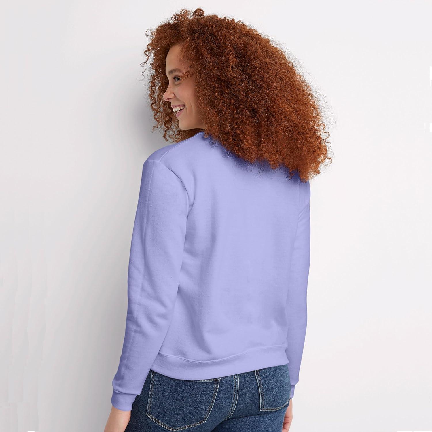 imageHanes womens Crewneck Sweatshirt Ecosmart Fleece Pullover With Vnotch Sweatshirt for WomenPeri Blue