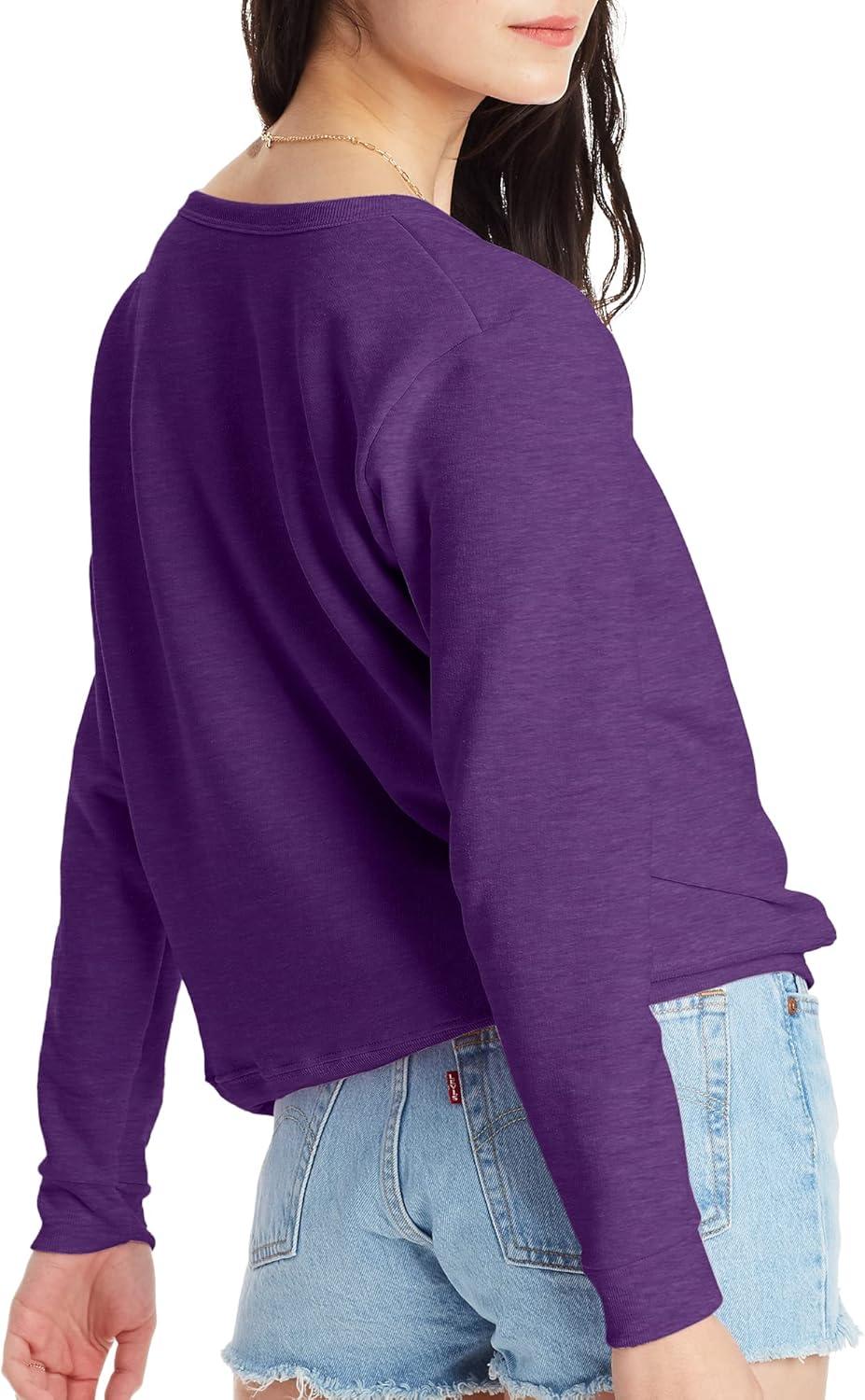 imageHanes womens Crewneck Sweatshirt Ecosmart Fleece Pullover With Vnotch Sweatshirt for WomenViolet Splendor Heather