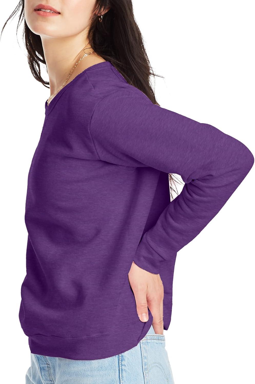 imageHanes womens Crewneck Sweatshirt Ecosmart Fleece Pullover With Vnotch Sweatshirt for WomenViolet Splendor Heather