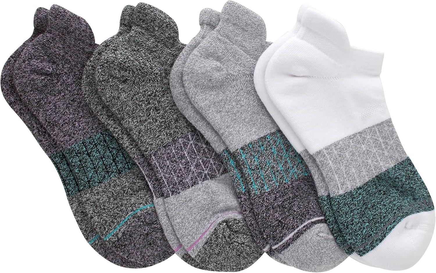 imageHanes womens Cushioned No Show Tab Socks Absolute Active No Show Socks for Women 4pairsTeal Colorblock 4 Pack