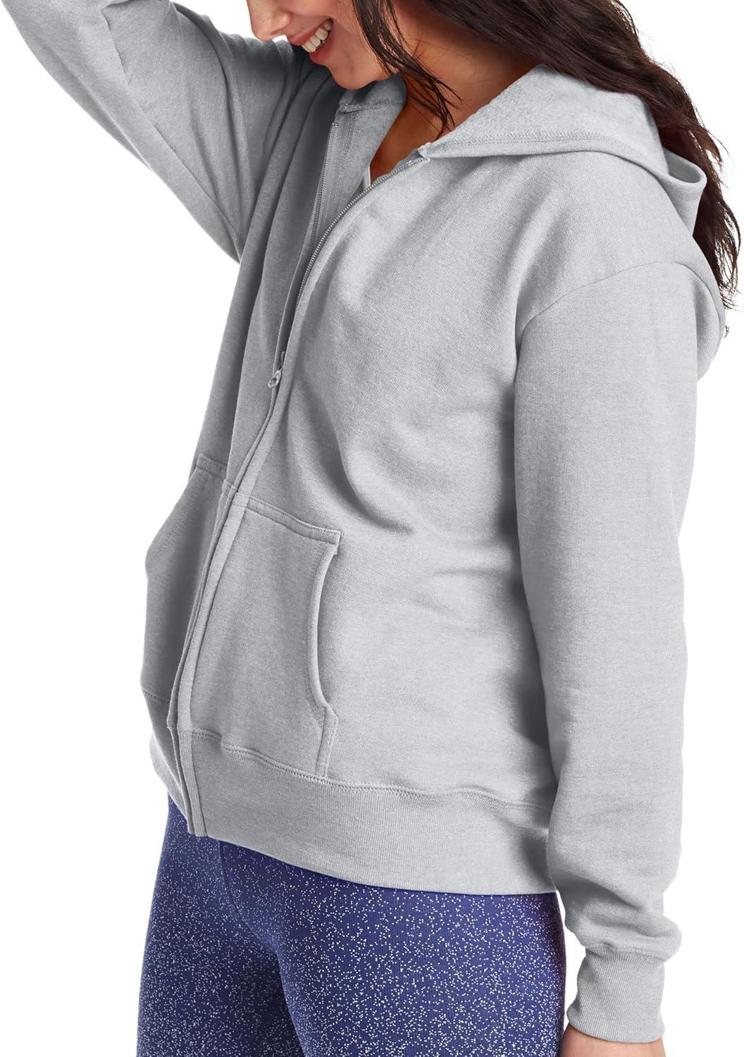 imageHanes womens Ecosmart Full Zip Fleece HoodieLight Steel