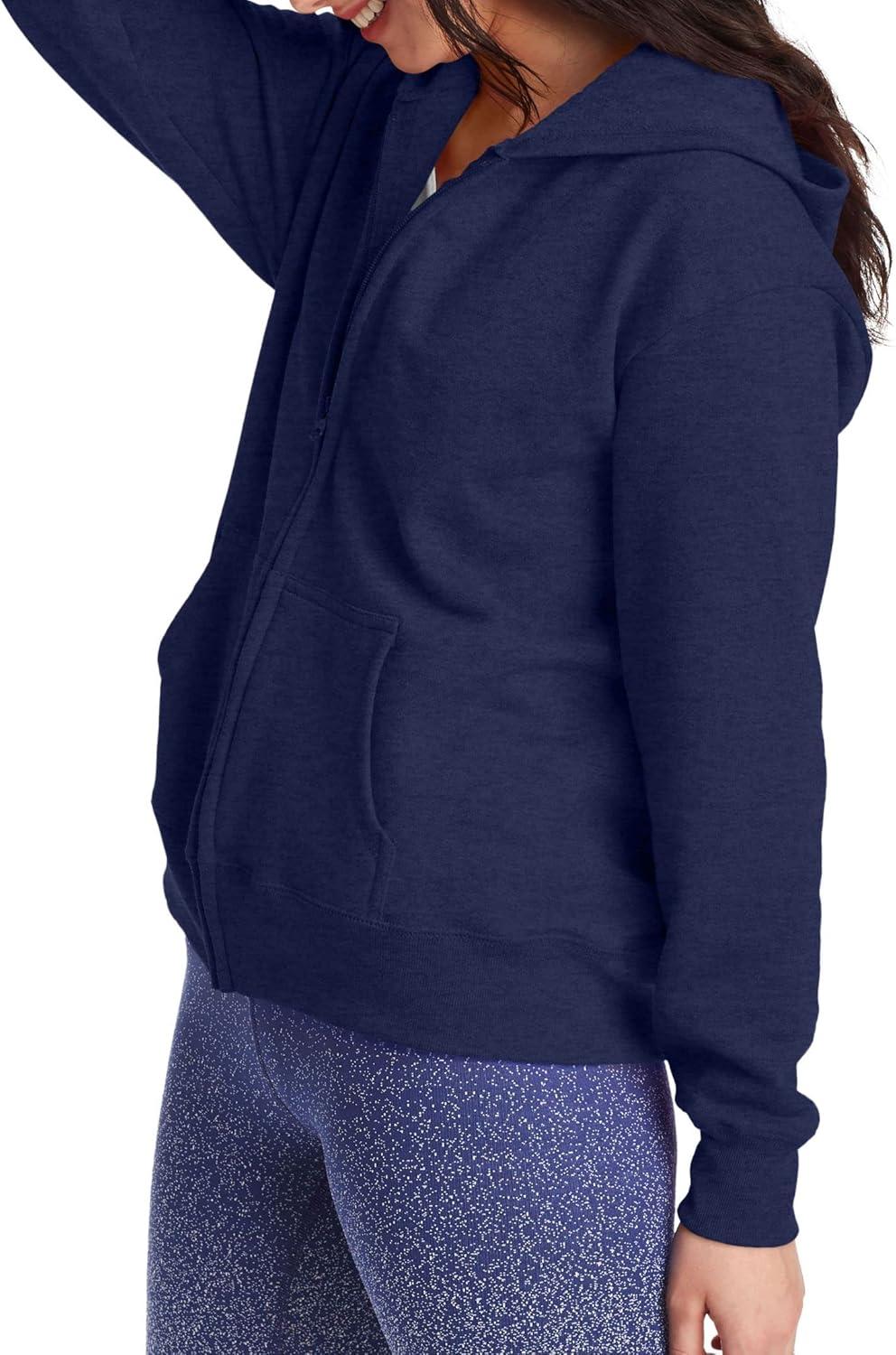 imageHanes womens Ecosmart Full Zip Fleece HoodieNavy